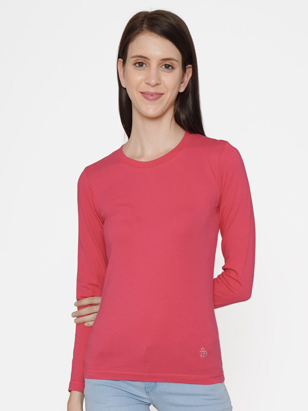 Vami Women Pink Full Sleeve Round-Neck Slim Fit T-shirt
Vami Women Pink Full Sleeve Round-Neck Slim Fit T-shirt