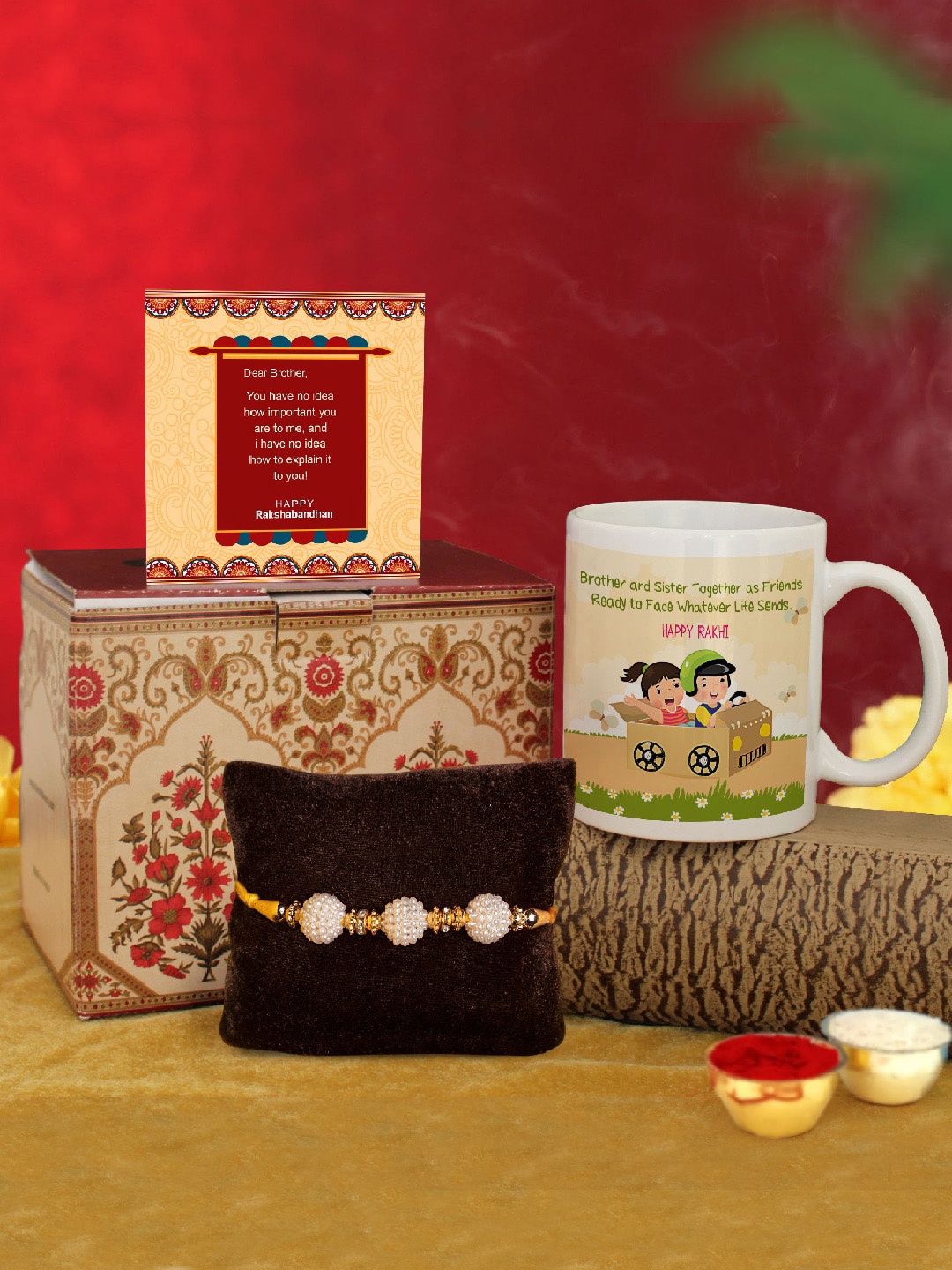 TIED RIBBONS Men Multicoloured Pearl Rakhi with Printed Coffee Mug & Card Gift Set, Multi
TIED RIBBONS Men Multicoloured Pearl Rakhi with Printed Coffee Mug & Card Gift Set, Multi