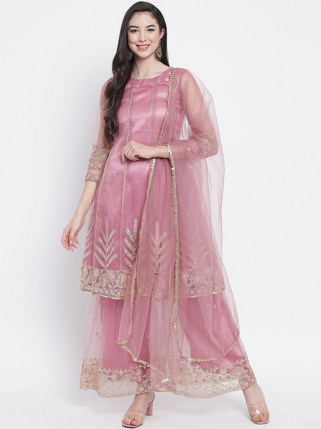 Fabcartz Women Peach-Coloured Ethnic Motifs Embroidered Kurta with Sharara & With Dupatta
Fabcartz Women Peach-Coloured Ethnic Motifs Embroidered Kurta with Sharara & With Dupatta