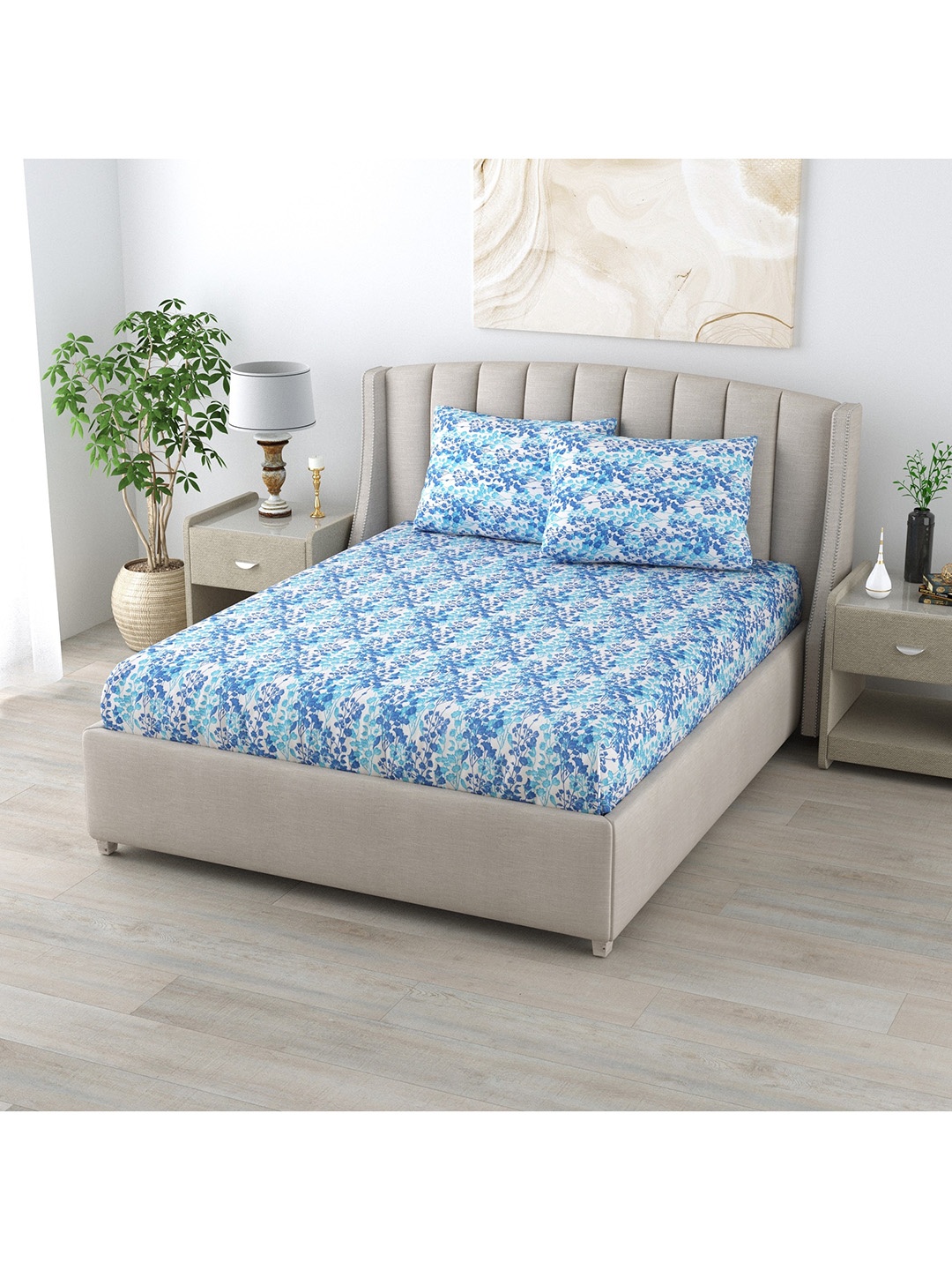 LINENWALAS Happy Sleeping Blue & White Floral 180 TC Queen Bedsheet with 2 Pillow Covers
LINENWALAS Happy Sleeping Blue & White Floral 180 TC Queen Bedsheet with 2 Pillow Covers