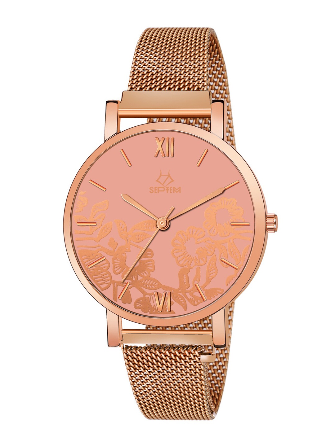 Septem Women Orange Dial & Rose Gold Toned Stainless Steel Bracelet Style Straps Analogue Watch, Peach
Septem Women Orange Dial & Rose Gold Toned Stainless Steel Bracelet Style Straps Analogue Watch, Peach