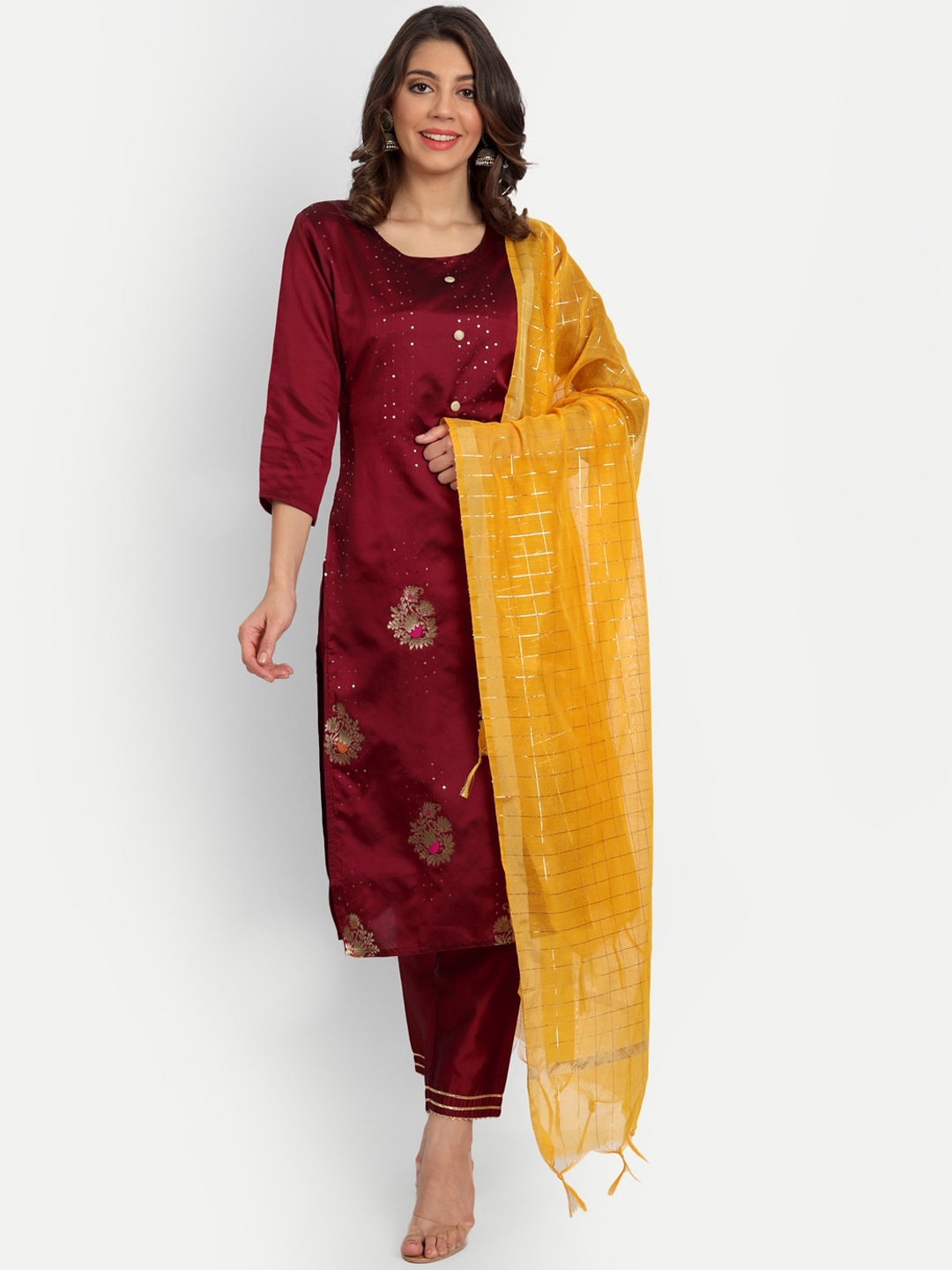 VredeVogel Women Maroon Ethnic Motifs Printed Pure Cotton Kurti with Trousers & With Dupatta
VredeVogel Women Maroon Ethnic Motifs Printed Pure Cotton Kurti with Trousers & With Dupatta