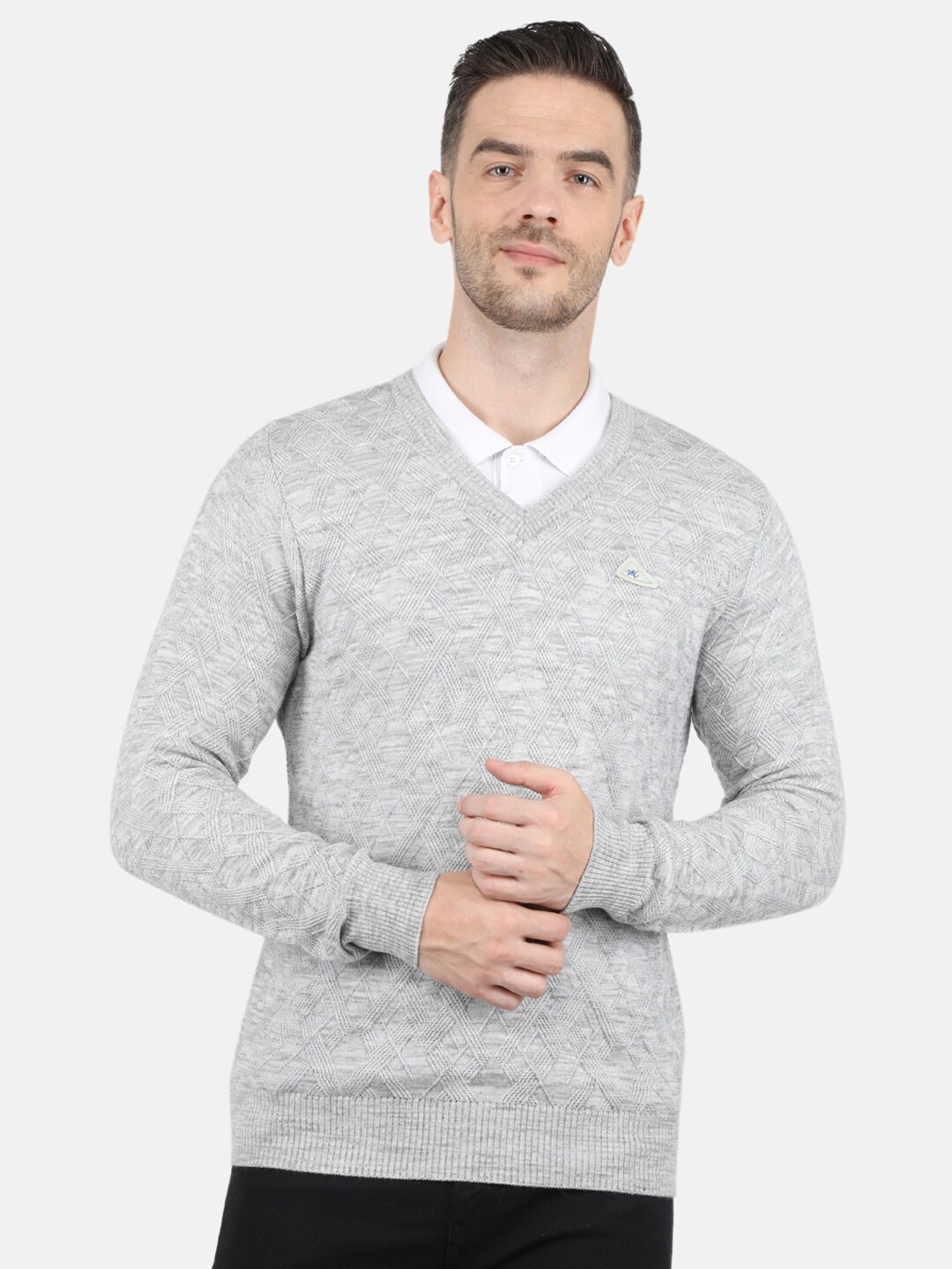 Monte Carlo Men Grey Cable Knit Pullover sweater