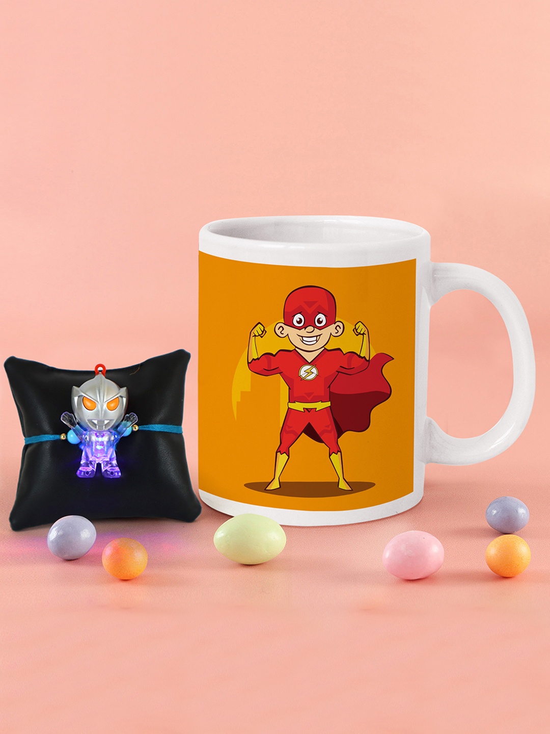 TIED RIBBONS Kids LED Light Rakhi With Printed Mug, Assorted