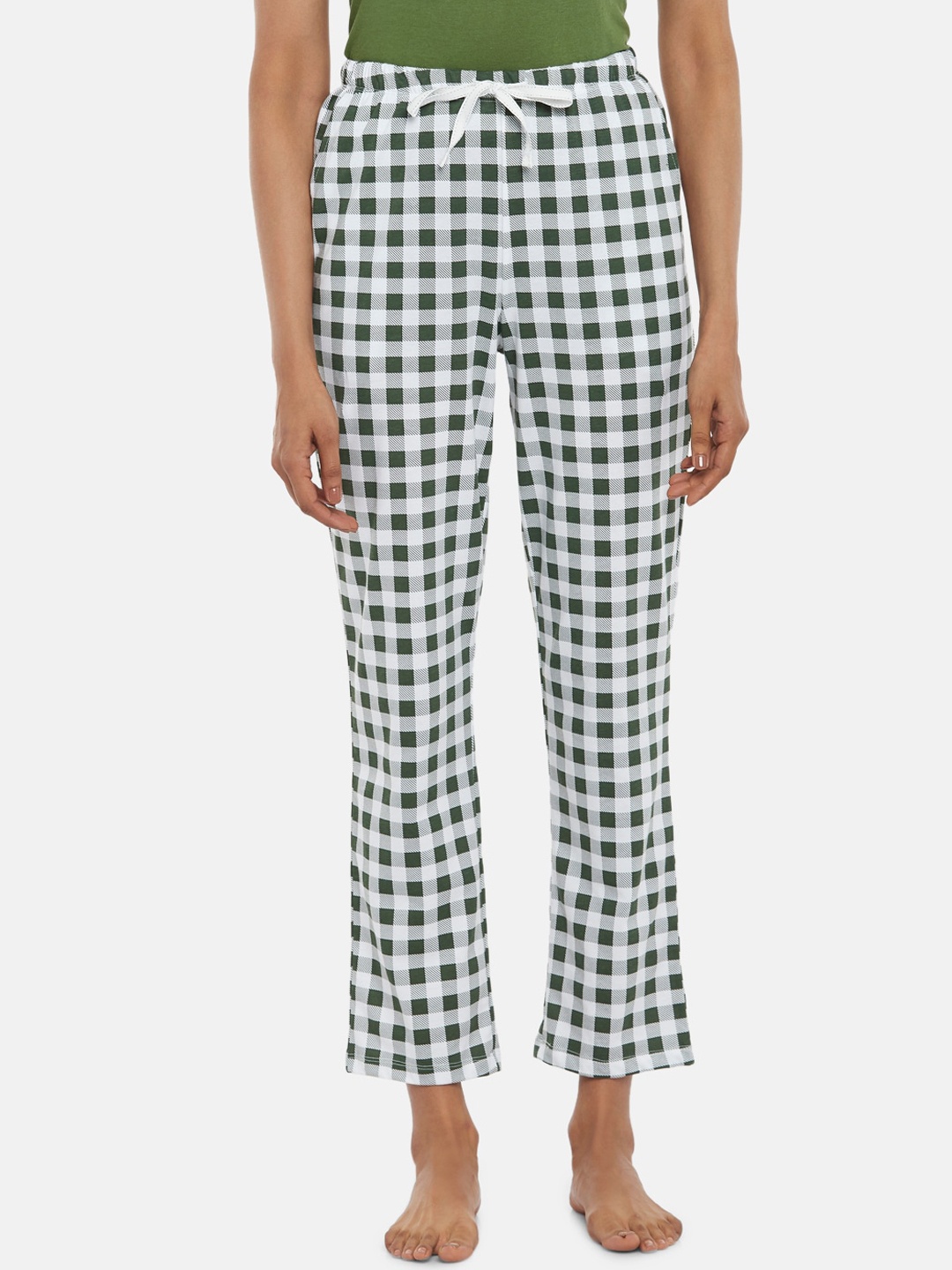 Dreamz by Pantaloons Women Olive Green & White Checked Cotton Lounge Pants
Dreamz by Pantaloons Women Olive Green & White Checked Cotton Lounge Pants
