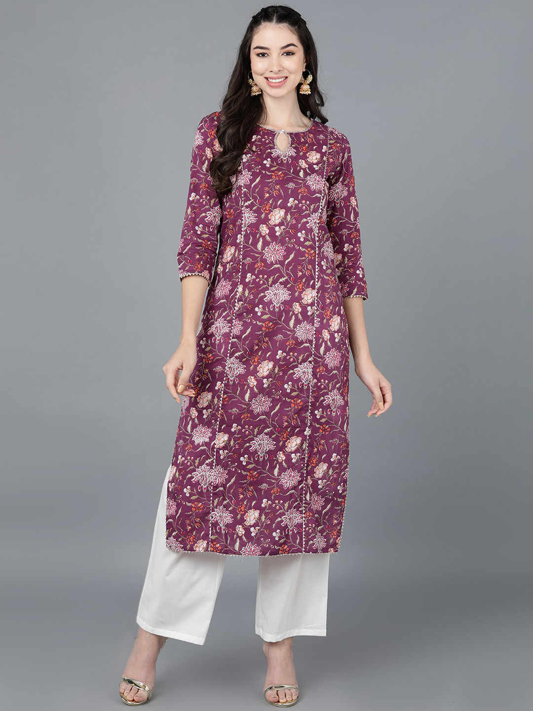 AHIKA Women Purple Printed Kurta 
AHIKA Women Purple Printed Kurta