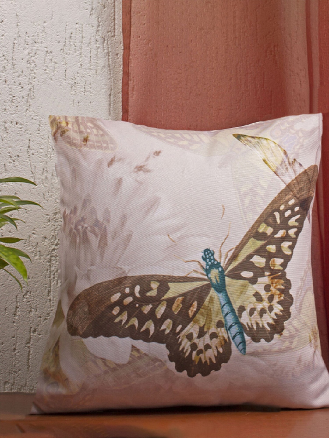 ZEBA Beige & Brown Abstract Square Cushion Covers
