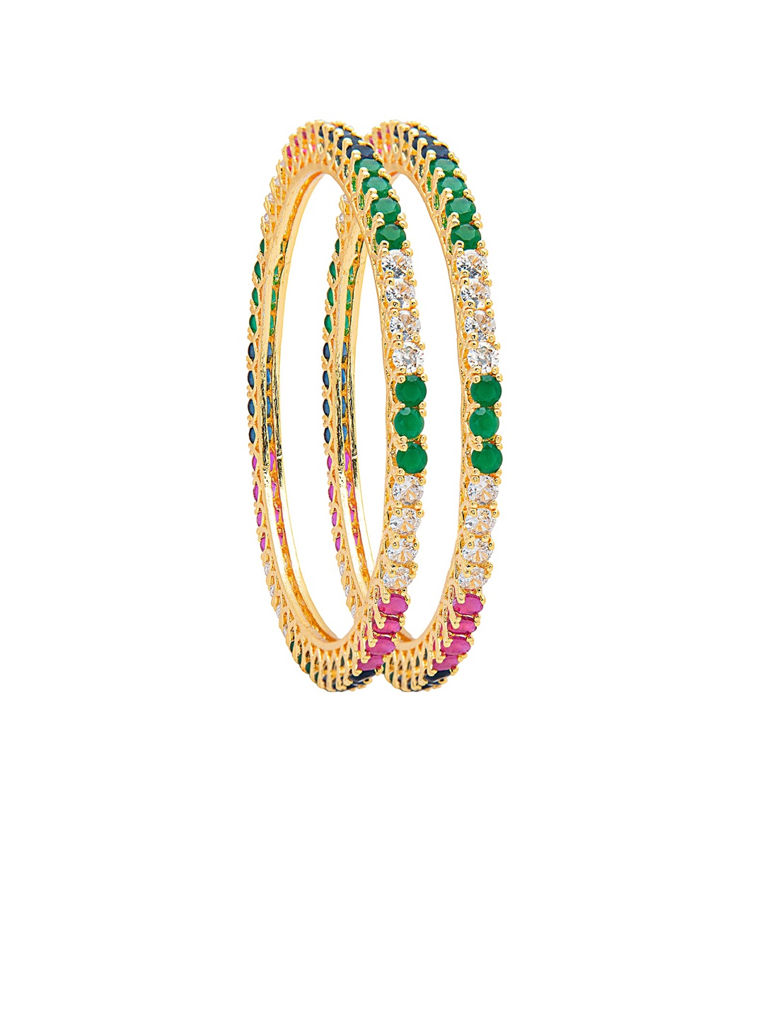 Shining Jewel - By Shivansh Women Set Of 2 Gold-Plated Pink & Green Stone-Studded Bangles
Shining Jewel - By Shivansh Women Set Of 2 Gold-Plated Pink & Green Stone-Studded Bangles