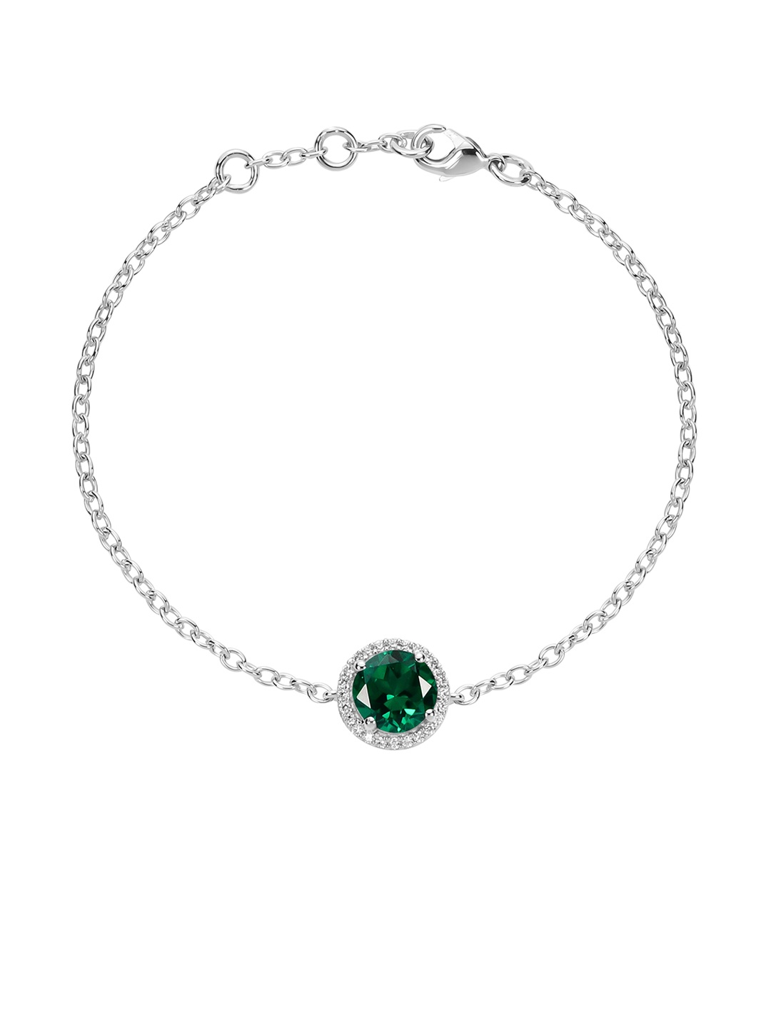LA SOULA 925 Sterling Silver Silver-Plated Green & White Stone-Studded Bracelet Rakhi
LA SOULA 925 Sterling Silver Silver-Plated Green & White Stone-Studded Bracelet Rakhi