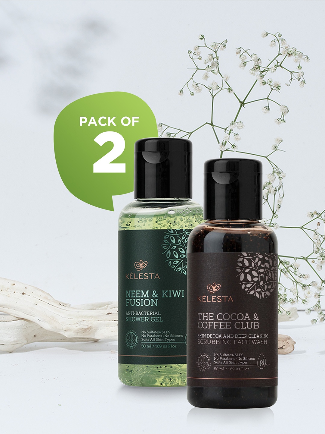 KELESTA Set of The Cocoa & Coffee Club Facewash 50ml - Neem & Kiwi Fusion Shower Gel 50ml, Brown
KELESTA Set of The Cocoa & Coffee Club Facewash 50ml - Neem & Kiwi Fusion Shower Gel 50ml, Brown