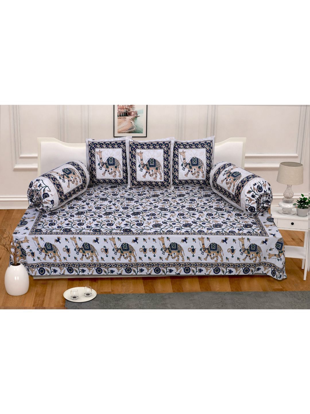 INDHOME LIFE Set Of 6 Navy Blue & White Printed Pure Cotton Single Bedsheet With Bolster Covers & Cushion Covers
INDHOME LIFE Set Of 6 Navy Blue & White Printed Pure Cotton Single Bedsheet With Bolster Covers & Cushion Covers