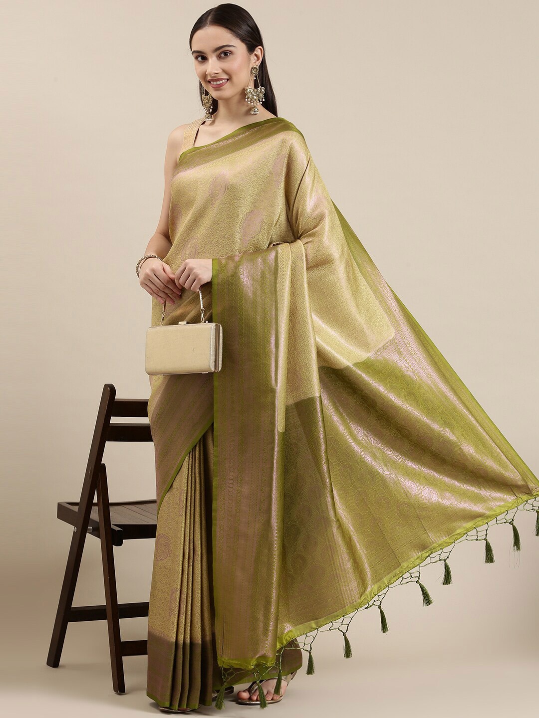The Chennai Silks Olive Green & Copper-Toned Woven Design Zari Art Silk Banarasi Saree
The Chennai Silks Olive Green & Copper-Toned Woven Design Zari Art Silk Banarasi Saree