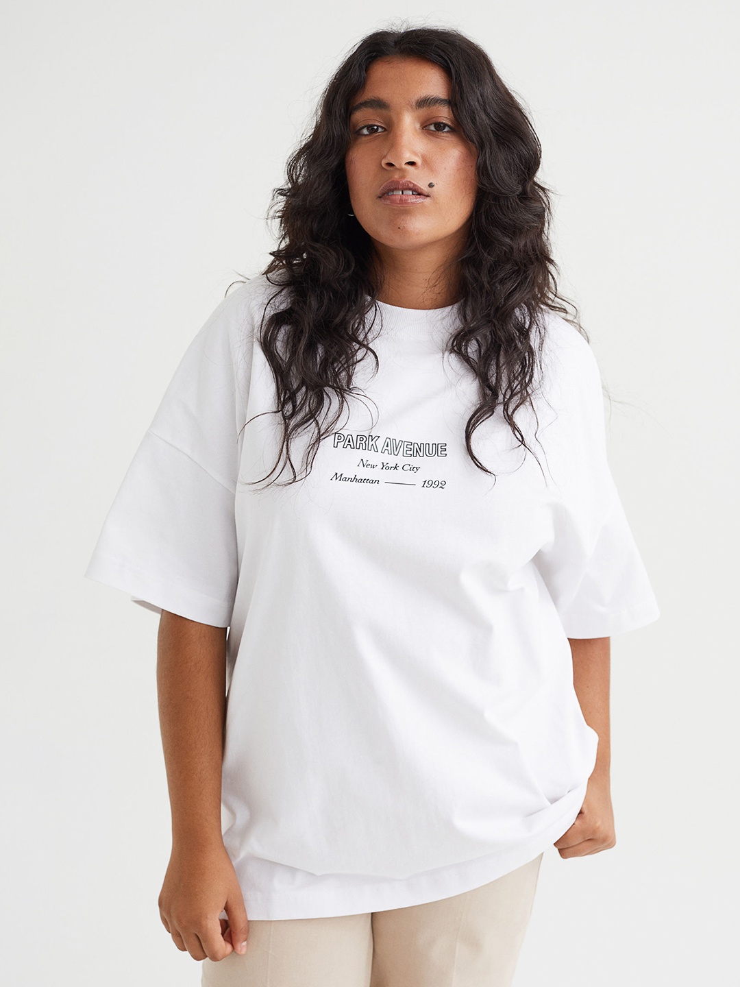 H&M Women White Oversized T-Shirt
