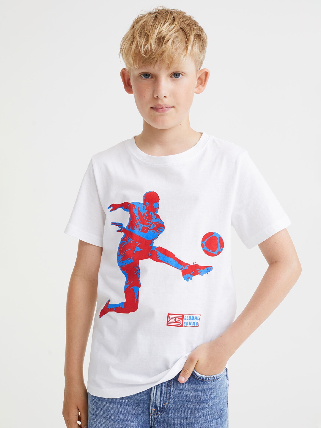 H&M Boys White Cotton T-Shirt