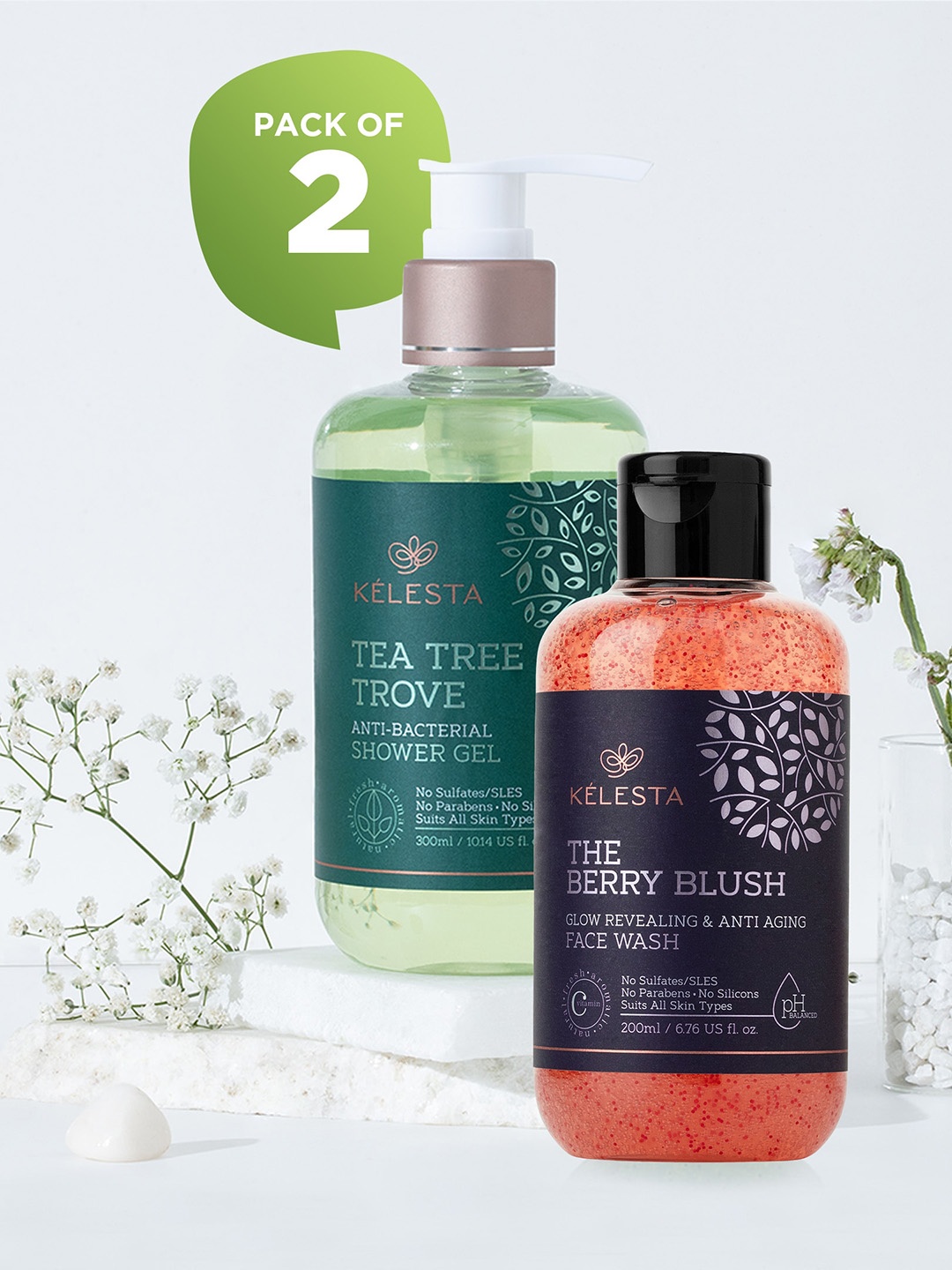 KELESTA Set of The Berry Blush Face Wash 200ml & Tea Tree Trove Shower Gel 300ml, Orange
KELESTA Set of The Berry Blush Face Wash 200ml & Tea Tree Trove Shower Gel 300ml, Orange