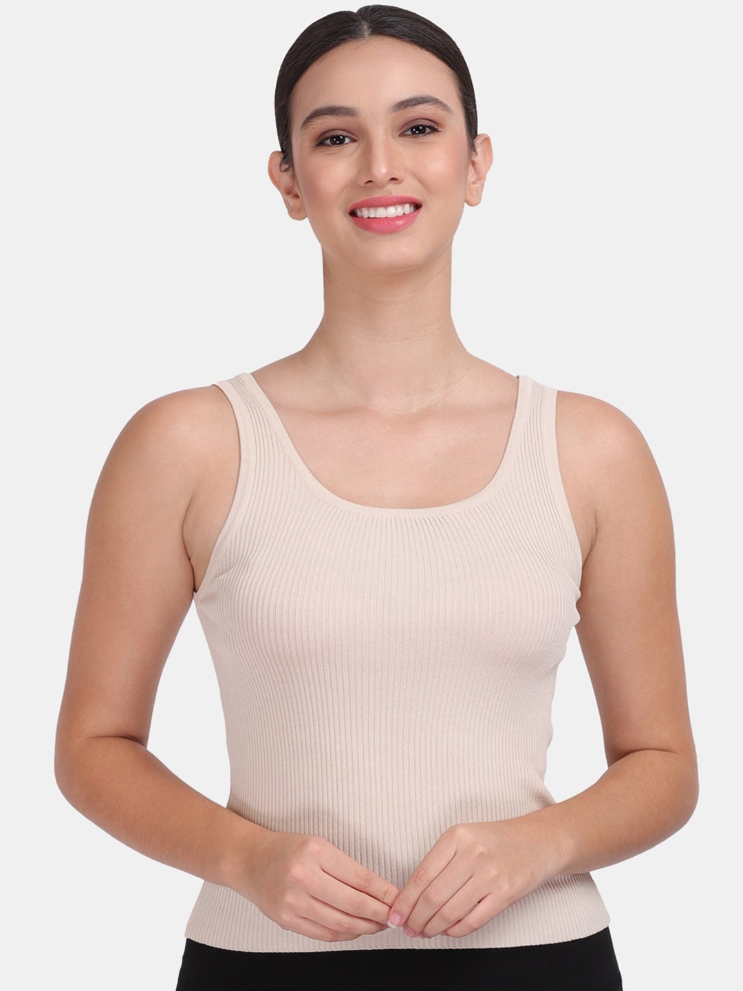 Amour Secret Women Beige Colored Solid Stretch-Fit Camisoles