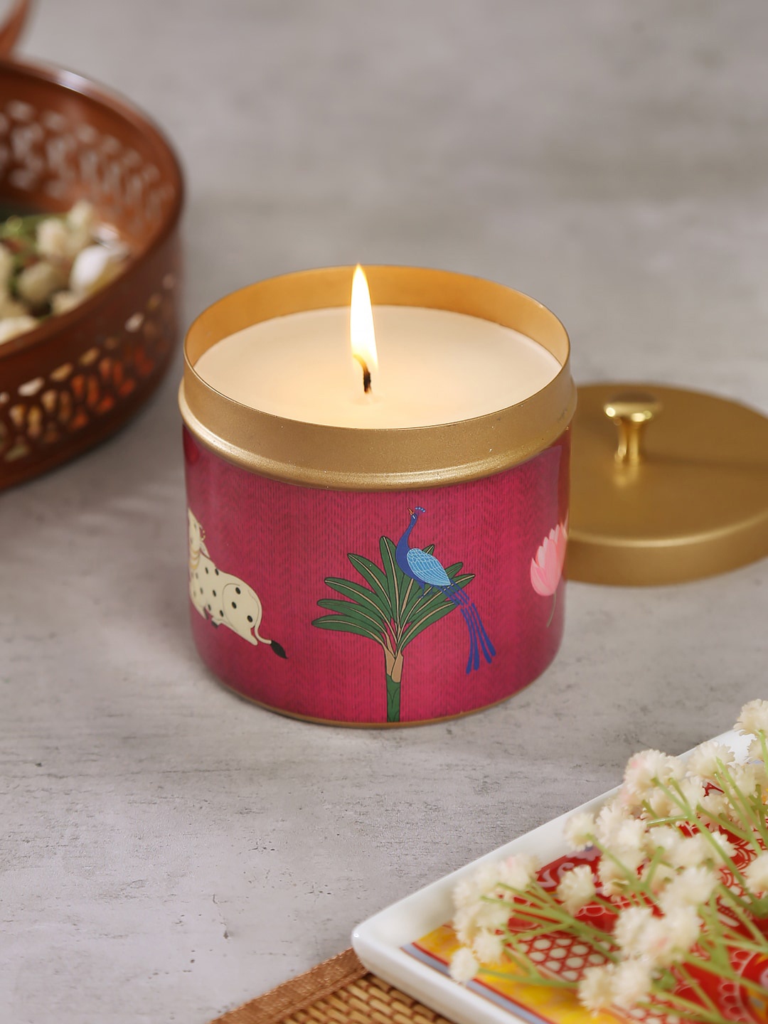 India Circus by Krsnaa Mehta Magenta & Blue Printed Mystique Scented Candle Holder
India Circus by Krsnaa Mehta Magenta & Blue Printed Mystique Scented Candle Holder