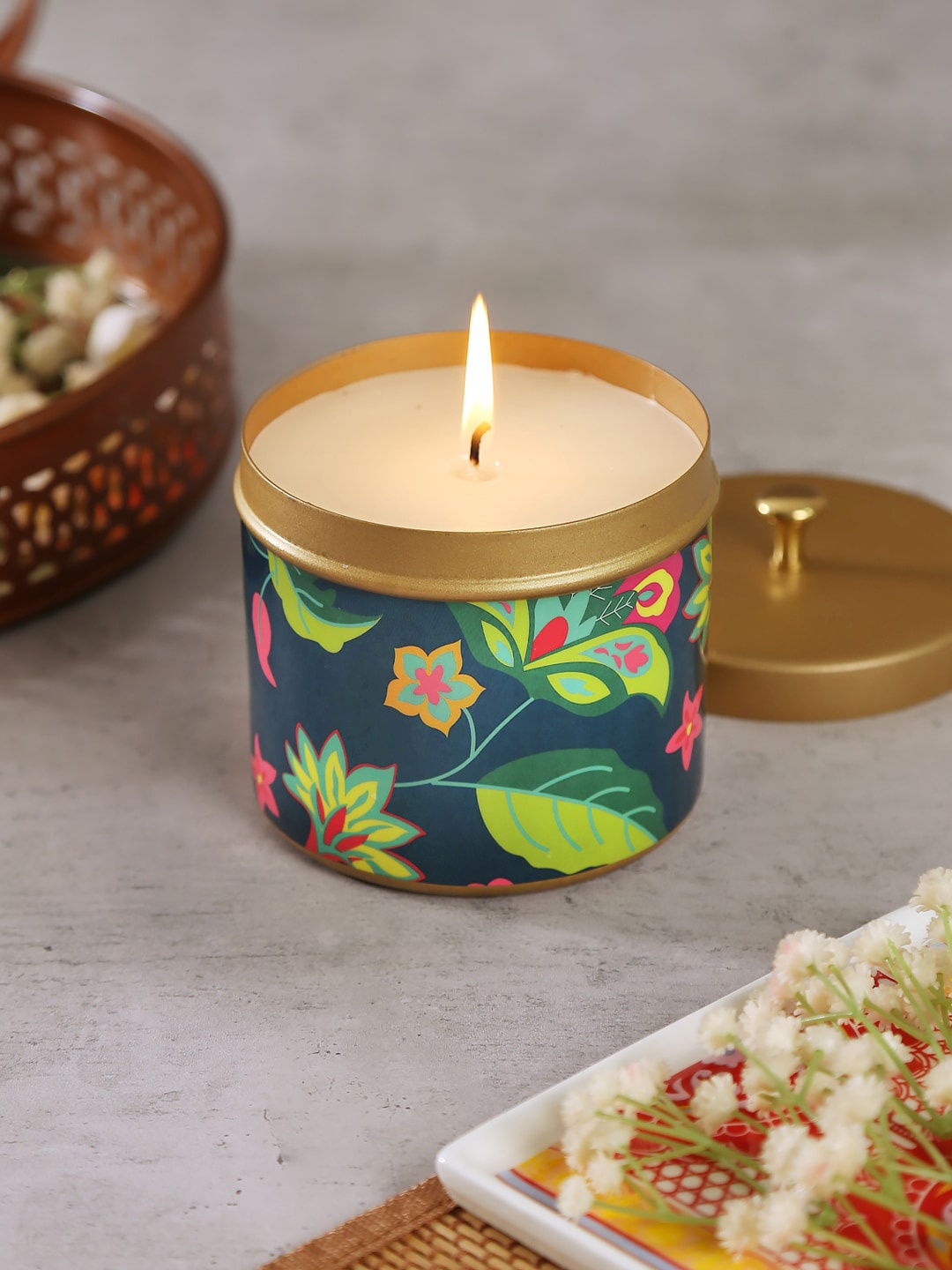 India Circus by Krsnaa Mehta Green & Blue Printed Cyanic Pop Burst Scented Candle Holder
India Circus by Krsnaa Mehta Green & Blue Printed Cyanic Pop Burst Scented Candle Holder
