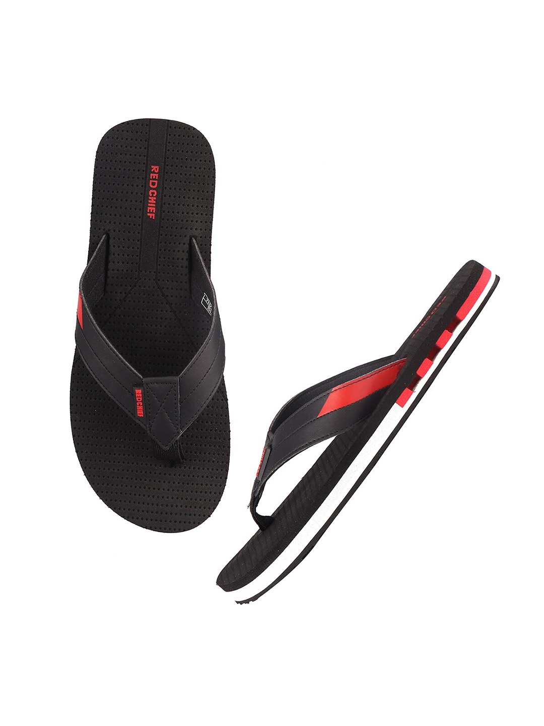 Red Chief Men Black & Red Thong Flip-Flops