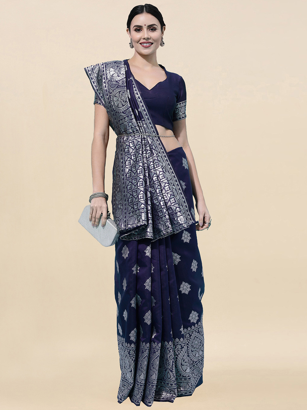Satrani Navy Blue Poly silk Saree 
Satrani Navy Blue Poly silk Saree