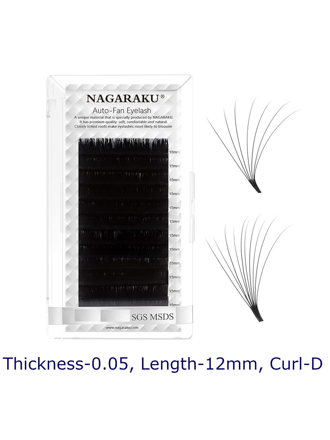NAGARAKU Black 12 Rows Easy Fanning Mega Volume Eyelash Extensions - Curl D - 0.05/12
NAGARAKU Black 12 Rows Easy Fanning Mega Volume Eyelash Extensions - Curl D - 0.05/12