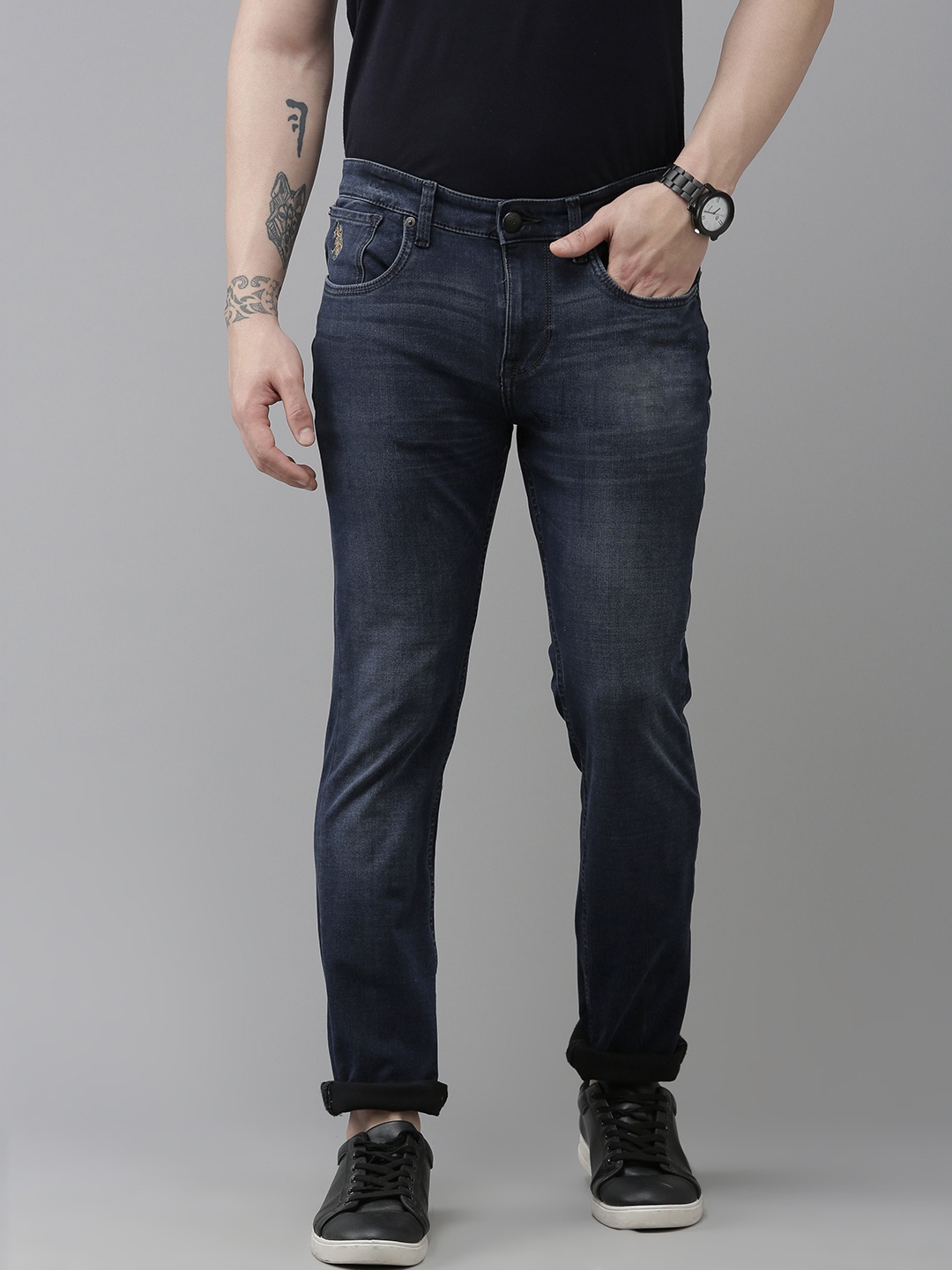U S Polo Assn Denim Co Men Blue Regallo Skinny Fit Mid-Rise Light Fade Stretchable Jeans
U S Polo Assn Denim Co Men Blue Regallo Skinny Fit Mid-Rise Light Fade Stretchable Jeans