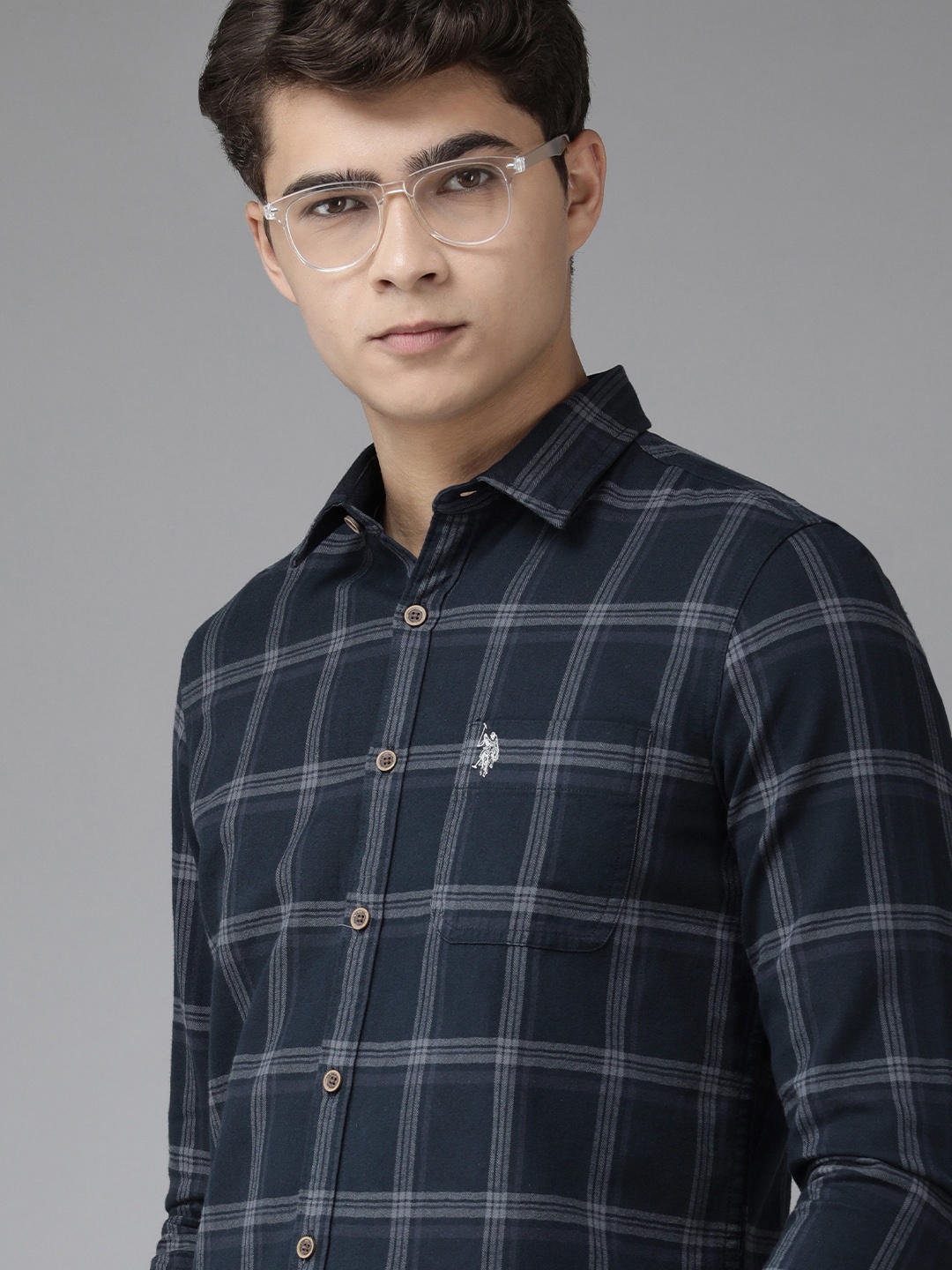 U.S. Polo Assn. Denim Co. Men Navy Blue Slim Fit Windowpane Checks Pure Cotton Shirt
U.S. Polo Assn. Denim Co. Men Navy Blue Slim Fit Windowpane Checks Pure Cotton Shirt