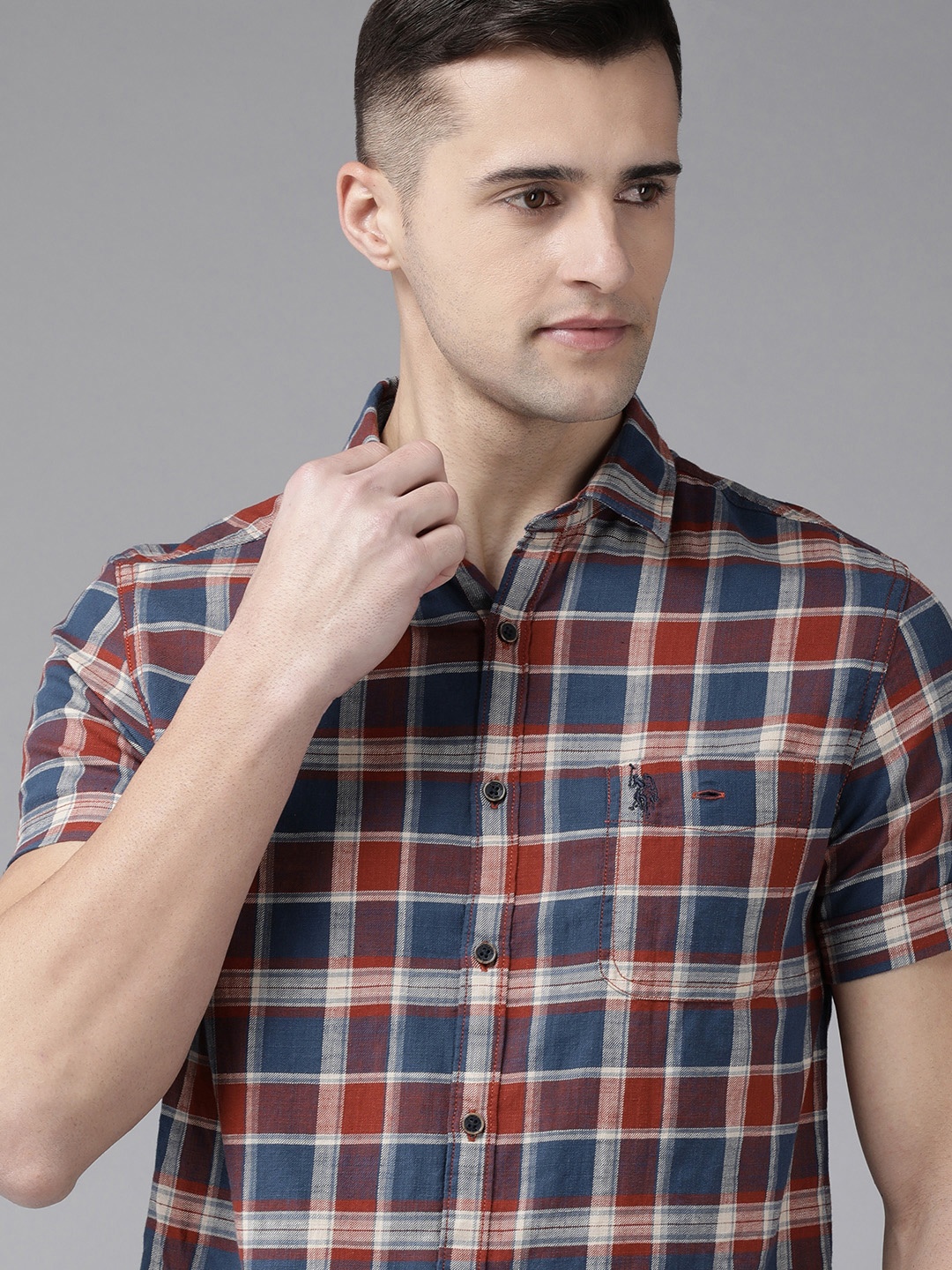 U S Polo Assn Denim Co Men Rust Red & Blue Slim Fit Checked Pure Cotton Casual Shirt
U S Polo Assn Denim Co Men Rust Red & Blue Slim Fit Checked Pure Cotton Casual Shirt