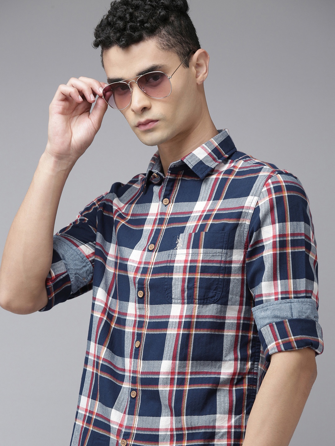 U.S. Polo Assn. Denim Co. Men Navy Blue Slim Fit Tartan Checks Opaque Pure Cotton Shirt
U.S. Polo Assn. Denim Co. Men Navy Blue Slim Fit Tartan Checks Opaque Pure Cotton Shirt