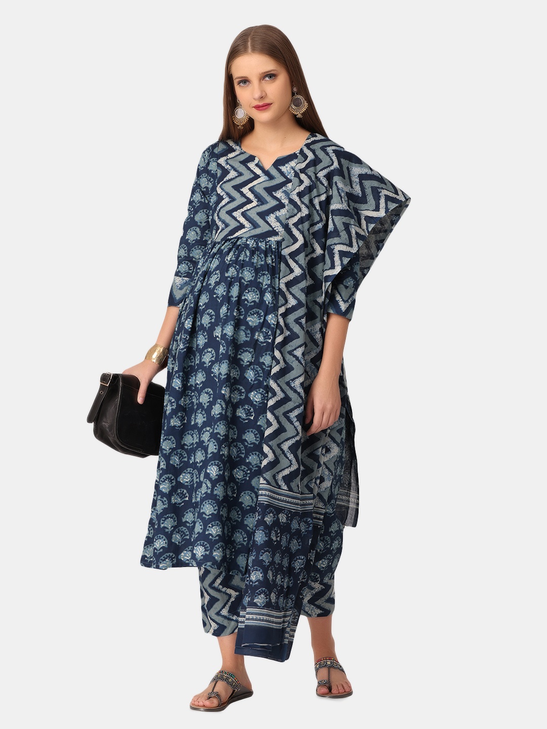 The Mom Store Blue Ethnic Motifs Print Pure Cotton Maternity Kurti with Trousers & Dupatta
The Mom Store Blue Ethnic Motifs Print Pure Cotton Maternity Kurti with Trousers & Dupatta