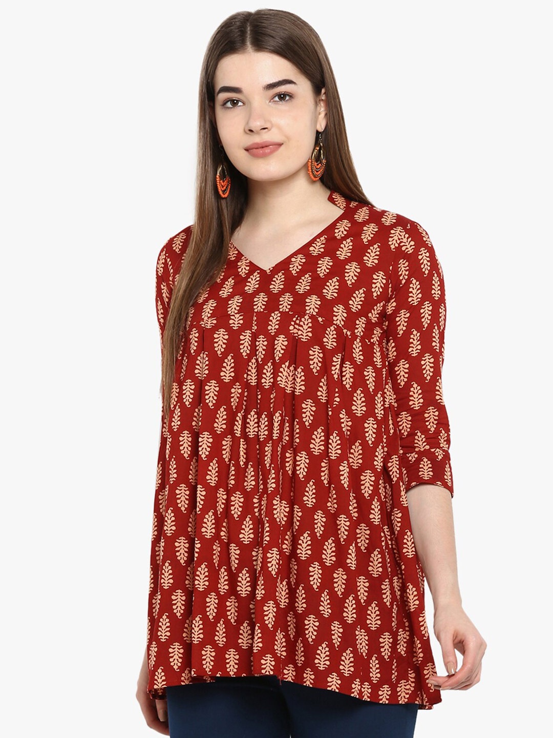 ETHNIC STREET Rust Prined Top