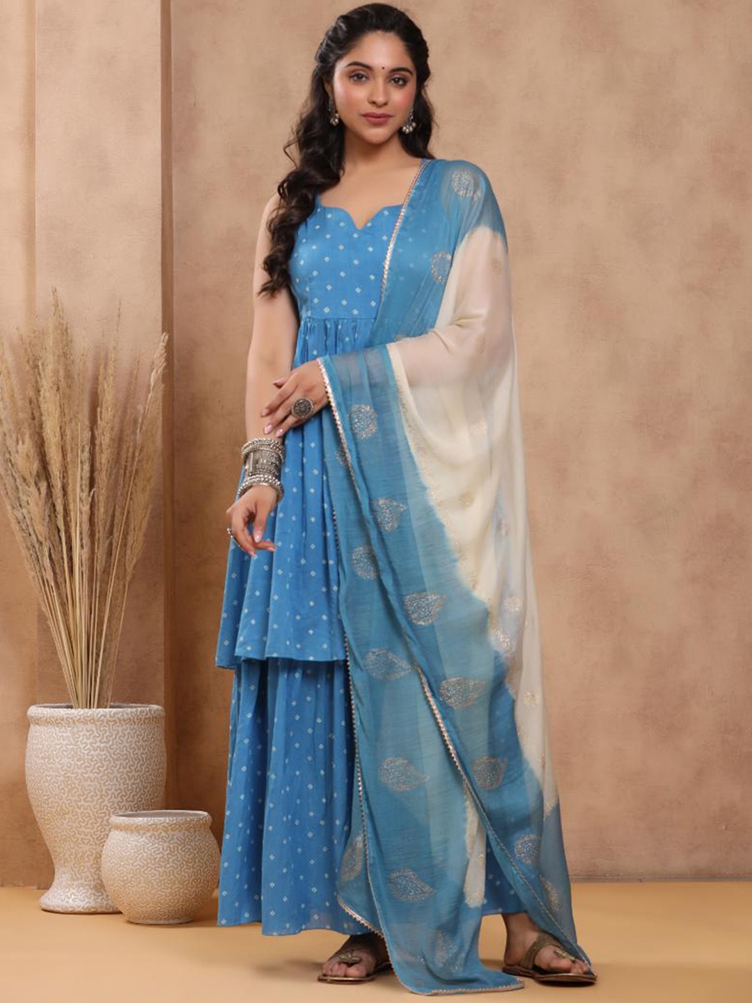 Baisacrafts Women Turquoise Blue Bandhani Printed Pure Cotton Kurta Sharara With Dupatta
Baisacrafts Women Turquoise Blue Bandhani Printed Pure Cotton Kurta Sharara With Dupatta