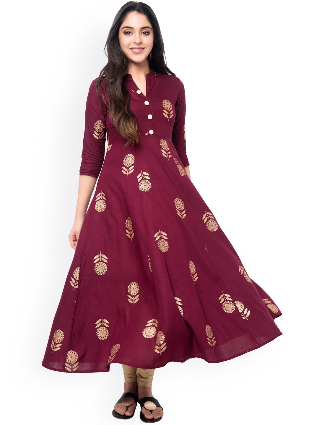 VASTRAMANIAA Women Purple & Gold-Toned Ethnic Motifs Embroidered Thread Work Floral Anarkali Kurta
VASTRAMANIAA Women Purple & Gold-Toned Ethnic Motifs Embroidered Thread Work Floral Anarkali Kurta
