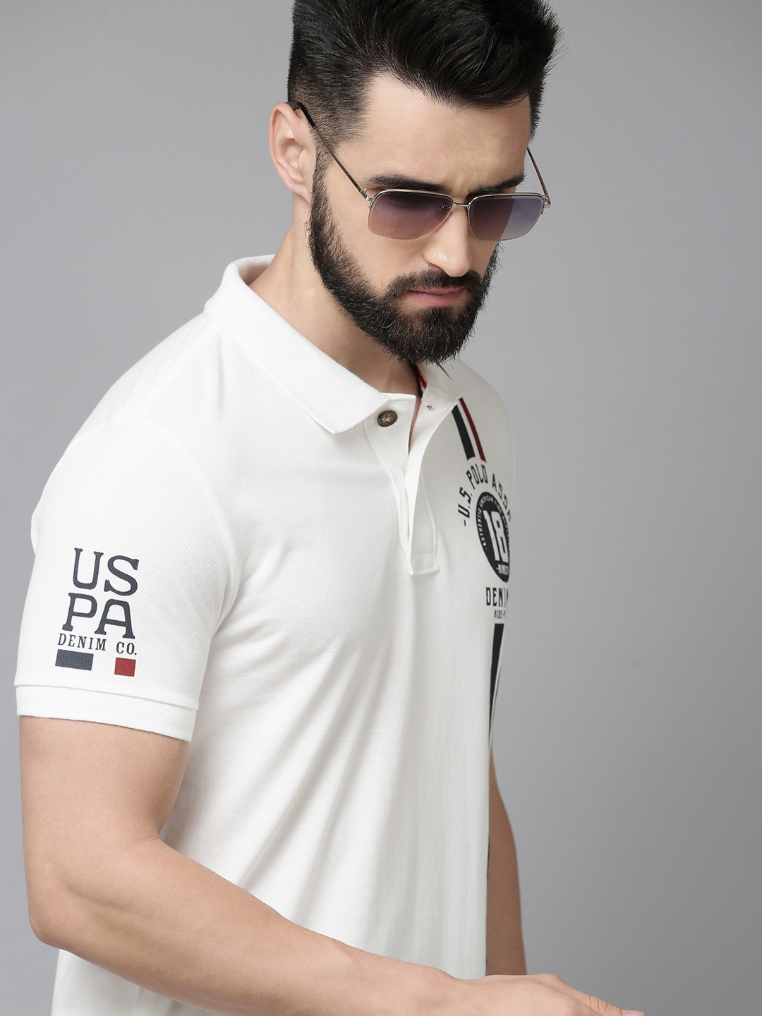 U S Polo Assn Denim Co Men White Typography Printed Pure Cotton Slim Fit T-shirt
U S Polo Assn Denim Co Men White Typography Printed Pure Cotton Slim Fit T-shirt