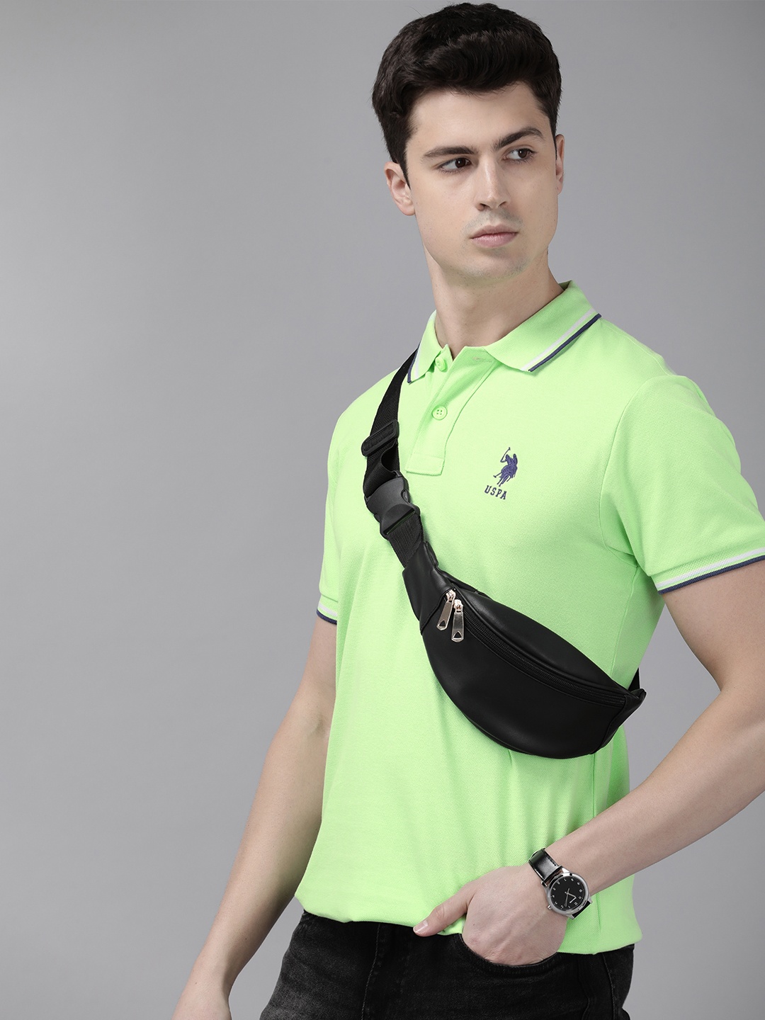 U.S. Polo Assn. Men Pure Cotton Solid Polo Collar T-shirt With Brand Logo Detail, Fluorescent green
U.S. Polo Assn. Men Pure Cotton Solid Polo Collar T-shirt With Brand Logo Detail, Fluorescent green