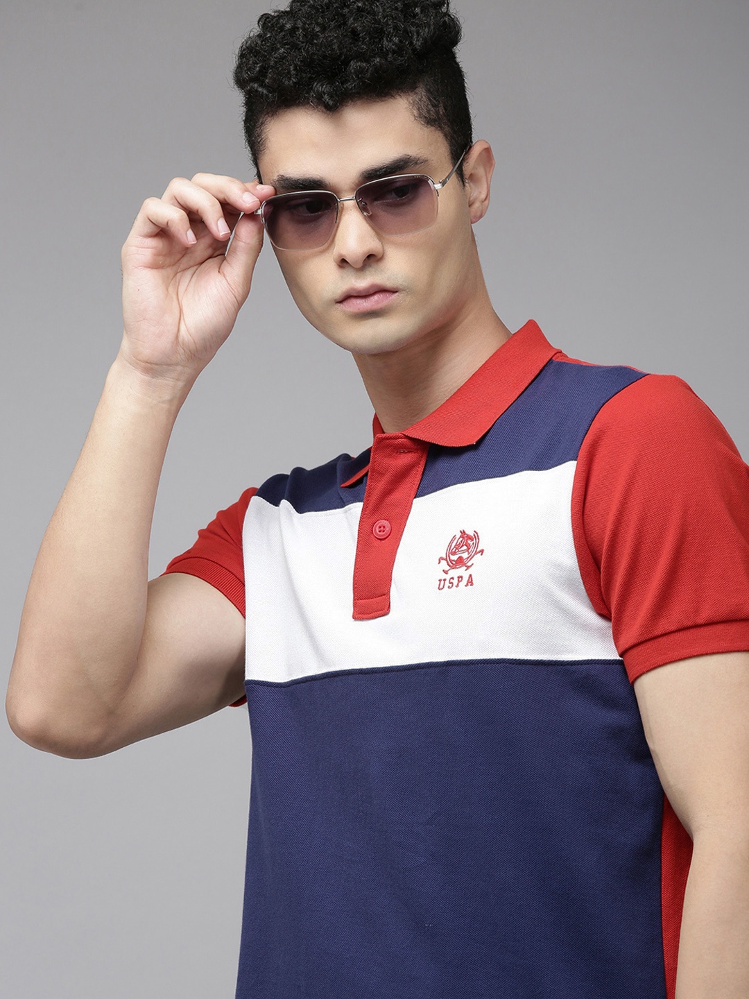 U S Polo Assn Men Navy Blue & White Colourblocked Polo Collar Pure Cotton Slim Fit T-shirt
U S Polo Assn Men Navy Blue & White Colourblocked Polo Collar Pure Cotton Slim Fit T-shirt