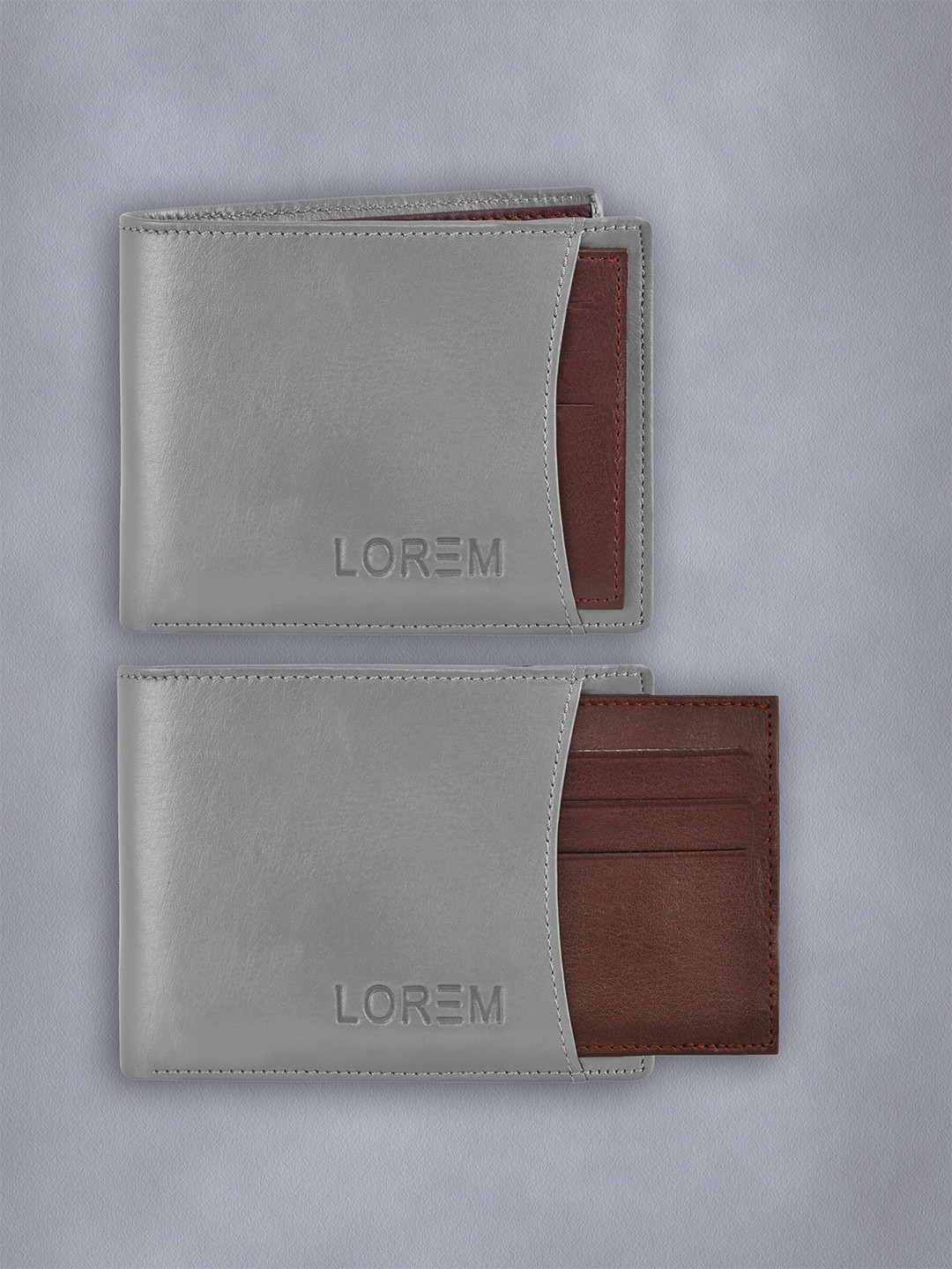 LOREM Men Grey & Brown Leather Two Fold Wallet with SIM Card Holder
LOREM Men Grey & Brown Leather Two Fold Wallet with SIM Card Holder