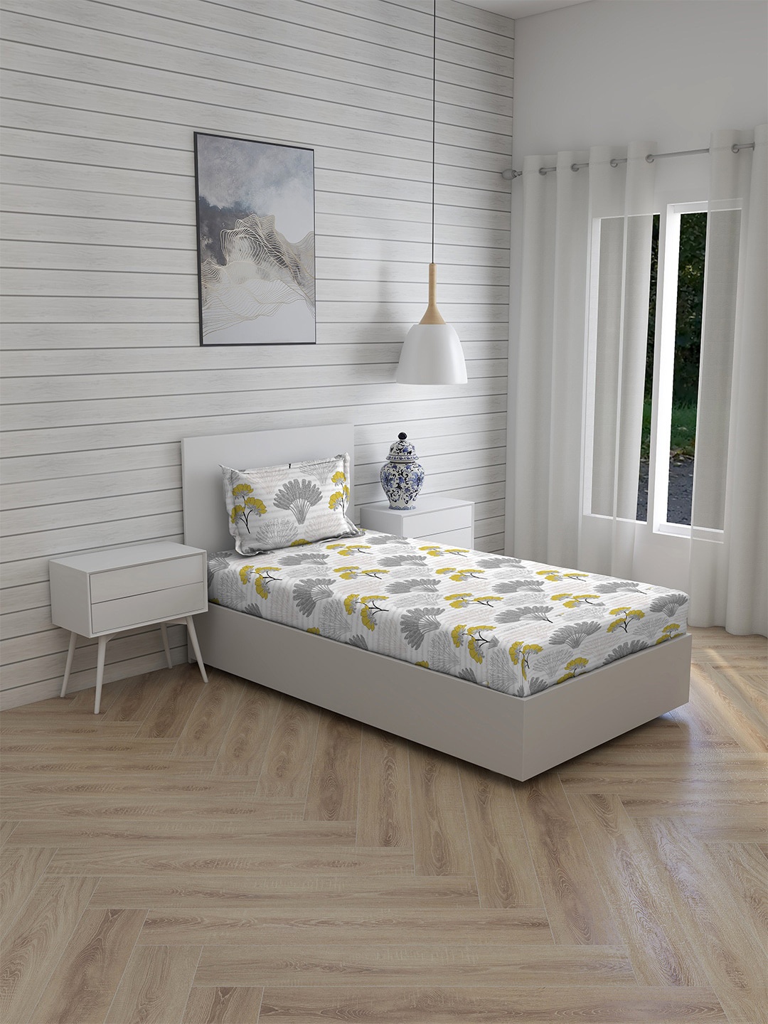 Layers Yellow & Grey Floral 144 TC Single Pure Cotton Bedsheet with 1 Pillow Covers
Layers Yellow & Grey Floral 144 TC Single Pure Cotton Bedsheet with 1 Pillow Covers