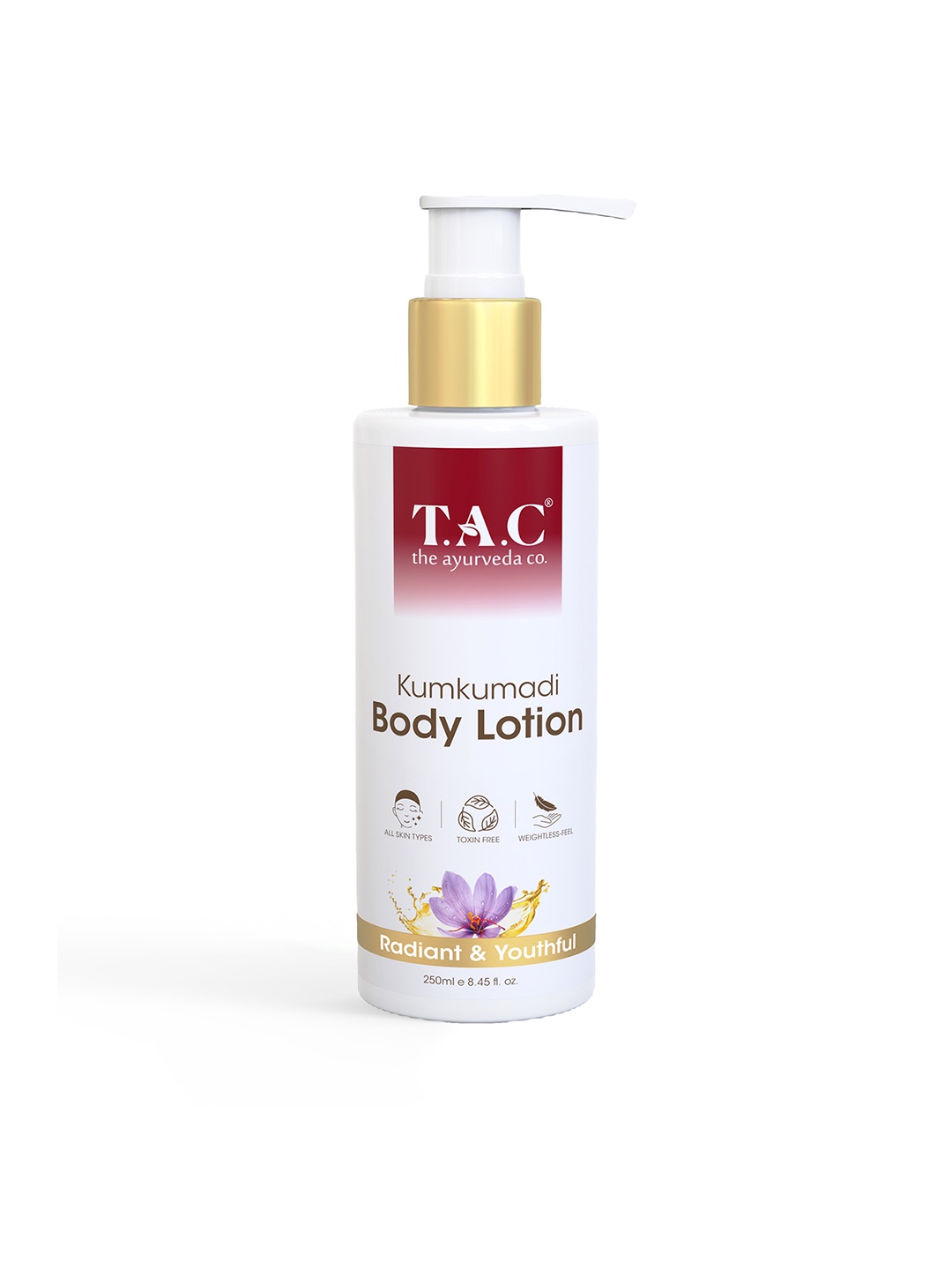 TAC - The Ayurveda Co. Kumkumadi Radiant & Youthful Weightless Body Lotion - 250 ml, White
TAC - The Ayurveda Co. Kumkumadi Radiant & Youthful Weightless Body Lotion - 250 ml, White