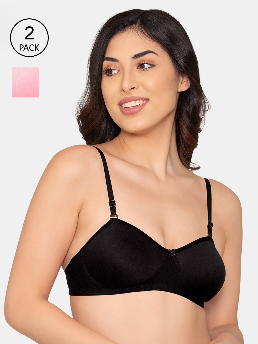 K LINGERIE Black & Pink Bra set of 2