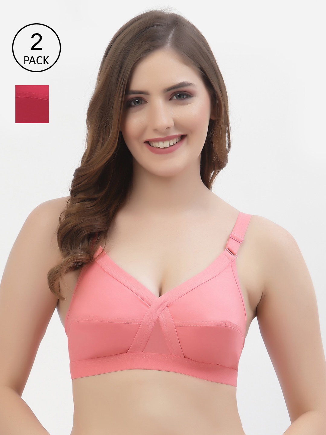 Floret Pack of 2 Non-Padded Non-Wired Full Coverage Cotton Bras with All Day Comfort, Red
Floret Pack of 2 Non-Padded Non-Wired Full Coverage Cotton Bras with All Day Comfort, Red