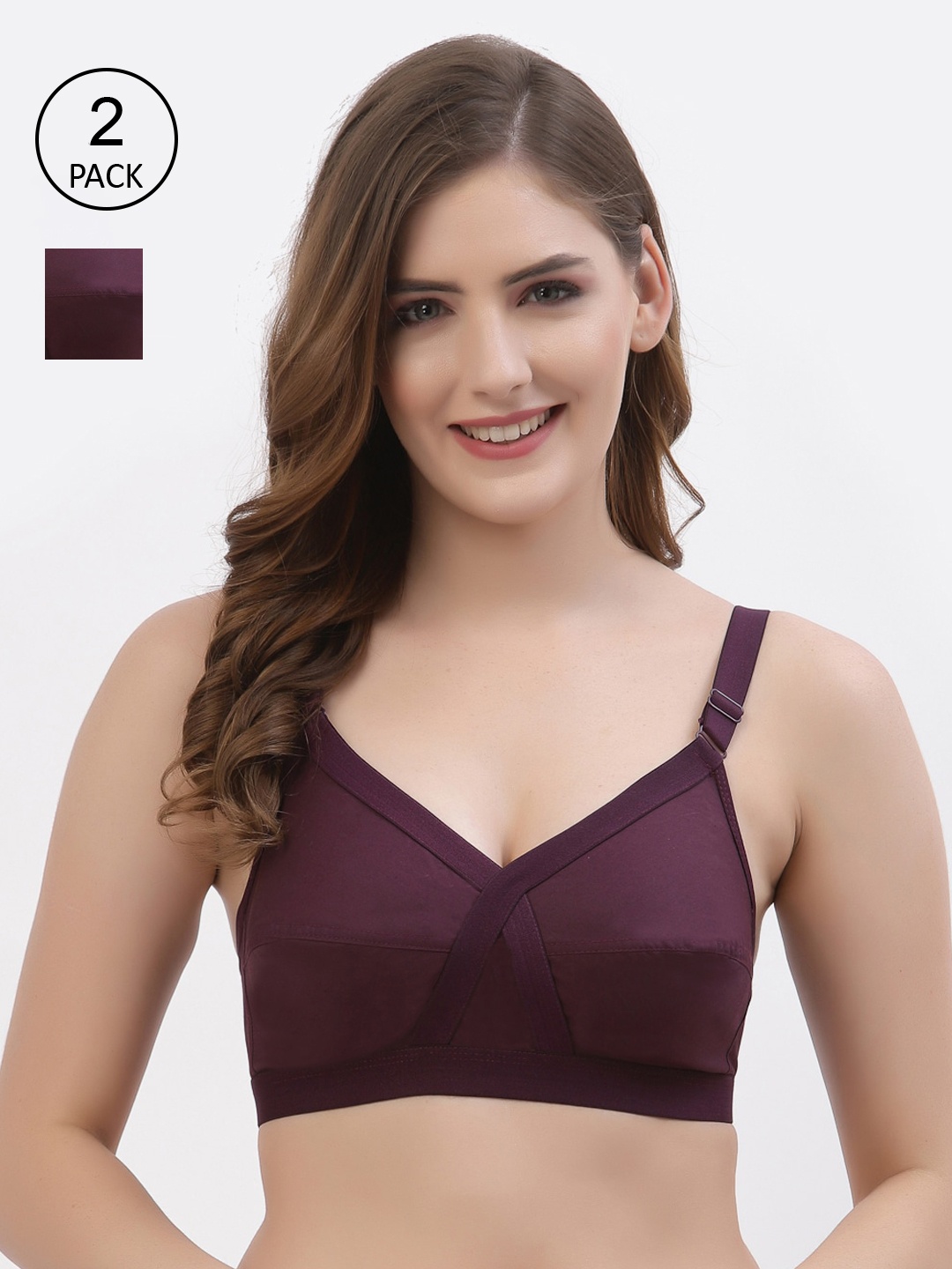 Floret Pack of 2 Non-Padded Non-Wired Full Coverage Cotton Bras with All Day Comfort, Burgundy
Floret Pack of 2 Non-Padded Non-Wired Full Coverage Cotton Bras with All Day Comfort, Burgundy