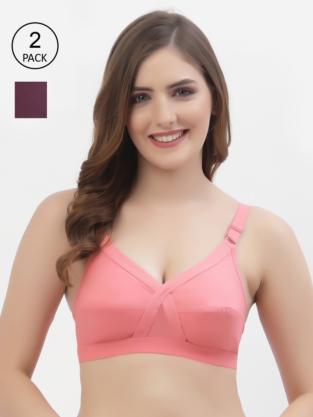 Floret Pack of 2 Non-Padded Non-Wired Full Coverage Cotton Bras with All Day Comfort, Rose
Floret Pack of 2 Non-Padded Non-Wired Full Coverage Cotton Bras with All Day Comfort, Rose
