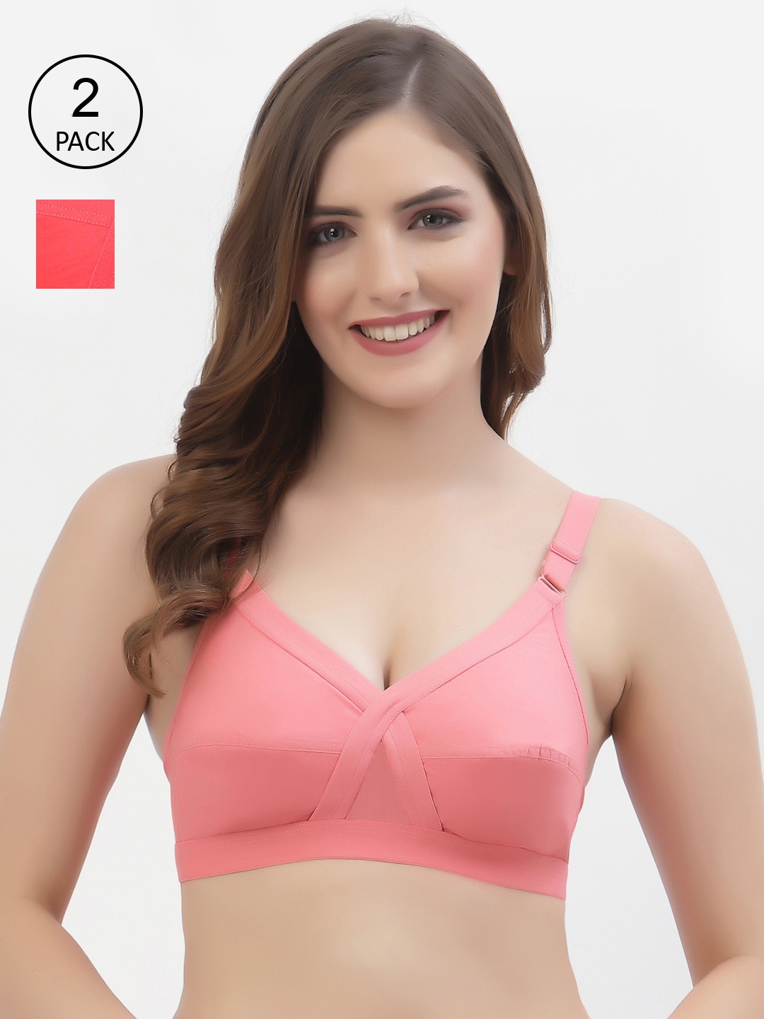 Floret Pack of 2 Non-Padded Non-Wired Full Coverage Cotton Bras with All Day Comfort, Rose
Floret Pack of 2 Non-Padded Non-Wired Full Coverage Cotton Bras with All Day Comfort, Rose