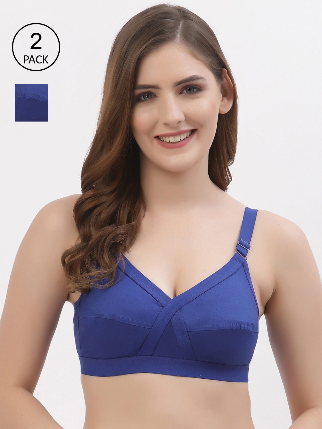 Floret Pack of 2 Non-Padded Non-Wired Full Coverage Cotton Bras with All Day Comfort, Blue
Floret Pack of 2 Non-Padded Non-Wired Full Coverage Cotton Bras with All Day Comfort, Blue