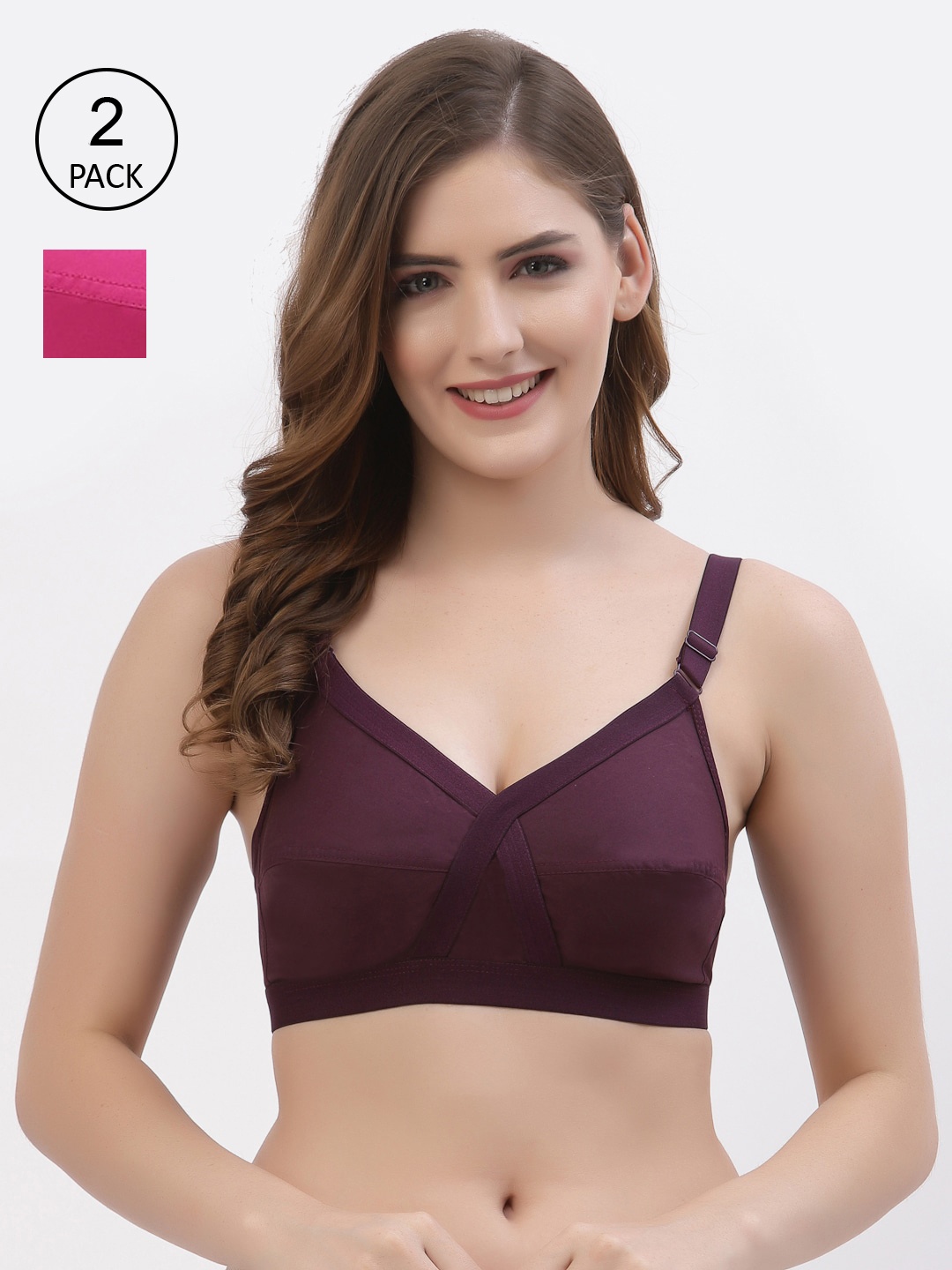 Floret Pack of 2 Non-Padded Non-Wired Full Coverage Cotton Bras with All Day Comfort, Burgundy
Floret Pack of 2 Non-Padded Non-Wired Full Coverage Cotton Bras with All Day Comfort, Burgundy