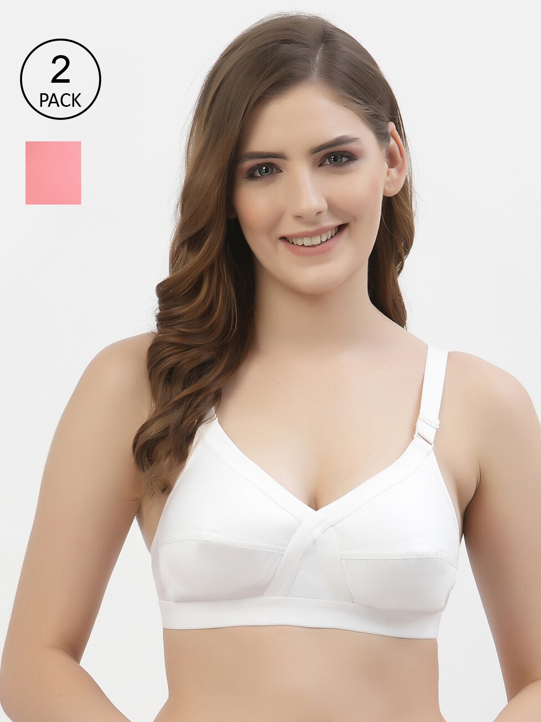 Floret Pack of 2 Non-Padded Non-Wired Full Coverage Cotton Bras with All Day Comfort, White
Floret Pack of 2 Non-Padded Non-Wired Full Coverage Cotton Bras with All Day Comfort, White