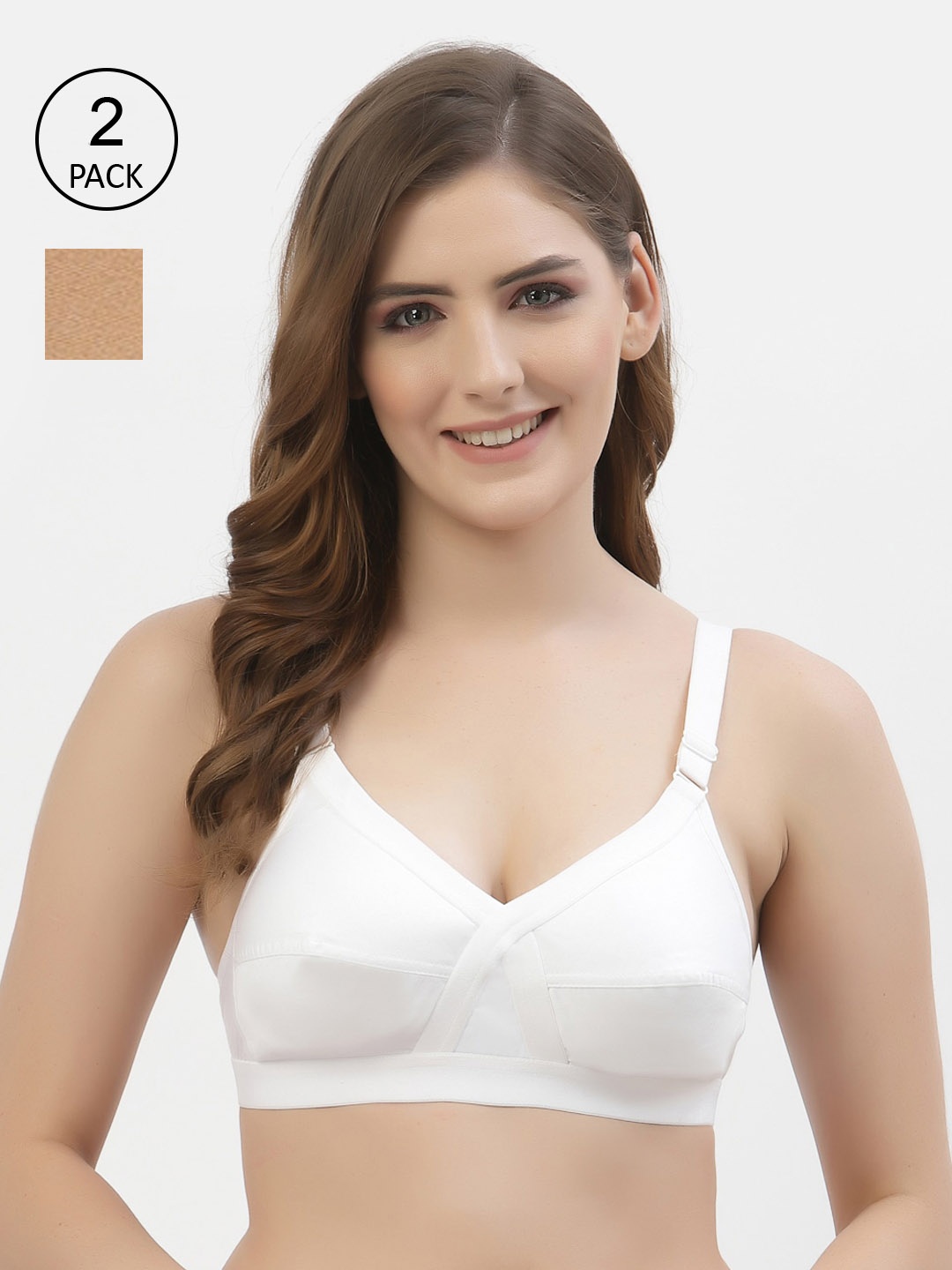 Floret Pack of 2 Non-Padded Non-Wired Full Coverage Cotton Bras with All Day Comfort, White
Floret Pack of 2 Non-Padded Non-Wired Full Coverage Cotton Bras with All Day Comfort, White
