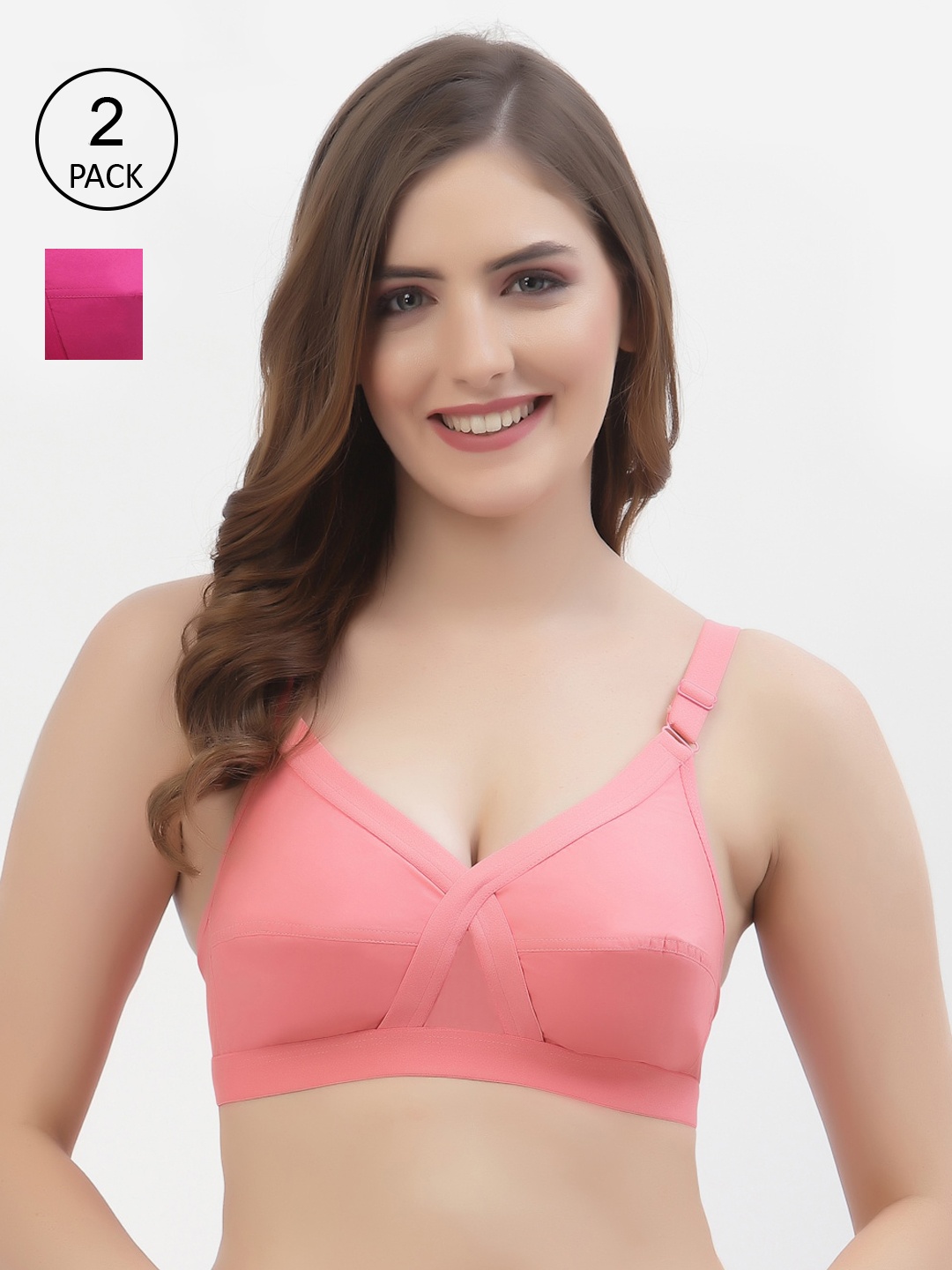 Floret Pack of 2 Non-Padded Non-Wired Full Coverage Cotton Bras with All Day Comfort, Rose
Floret Pack of 2 Non-Padded Non-Wired Full Coverage Cotton Bras with All Day Comfort, Rose