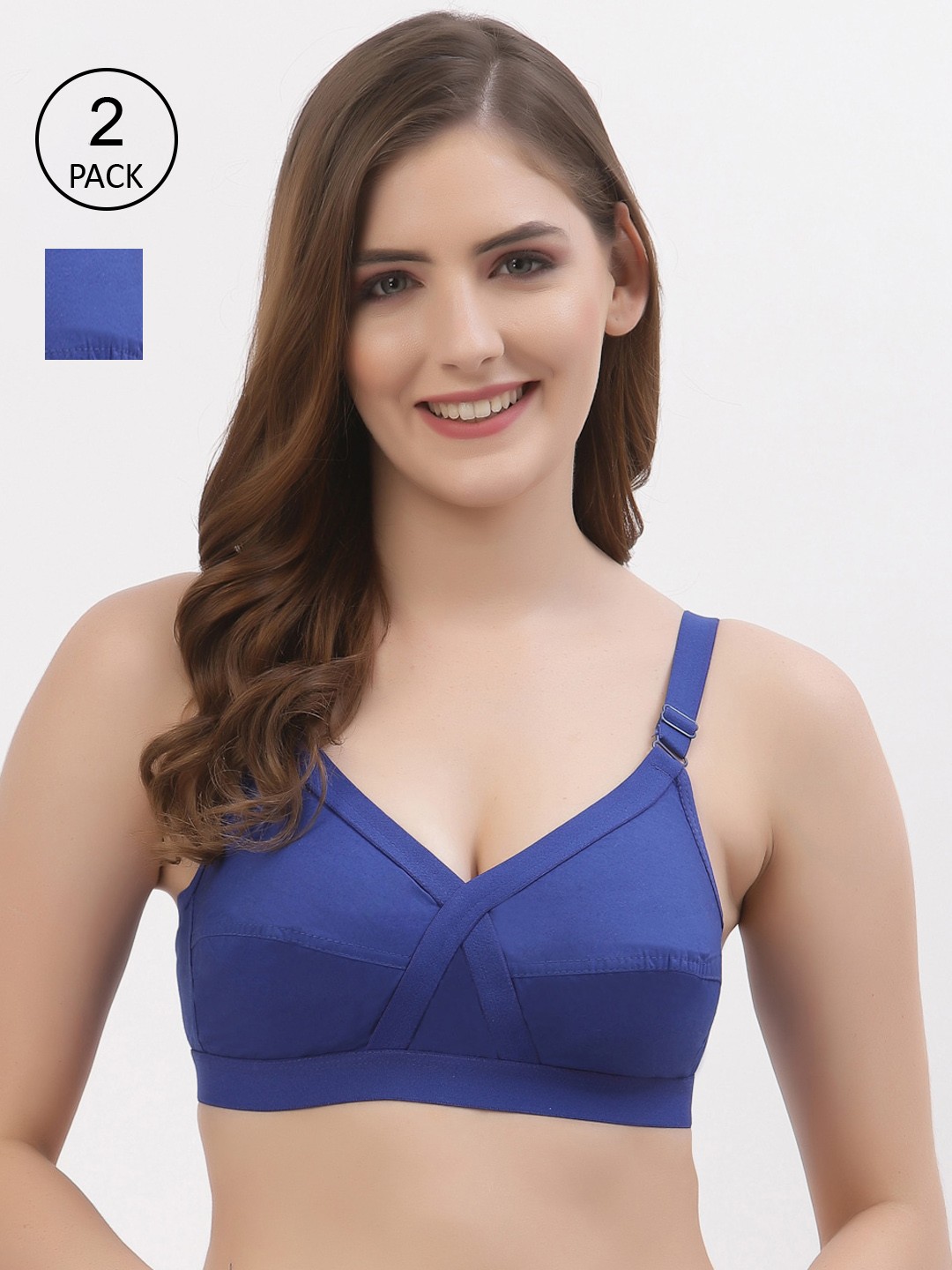 Floret Pack of 2 Non-Padded Non-Wired Full Coverage Cotton Bras with All Day Comfort, Blue
Floret Pack of 2 Non-Padded Non-Wired Full Coverage Cotton Bras with All Day Comfort, Blue